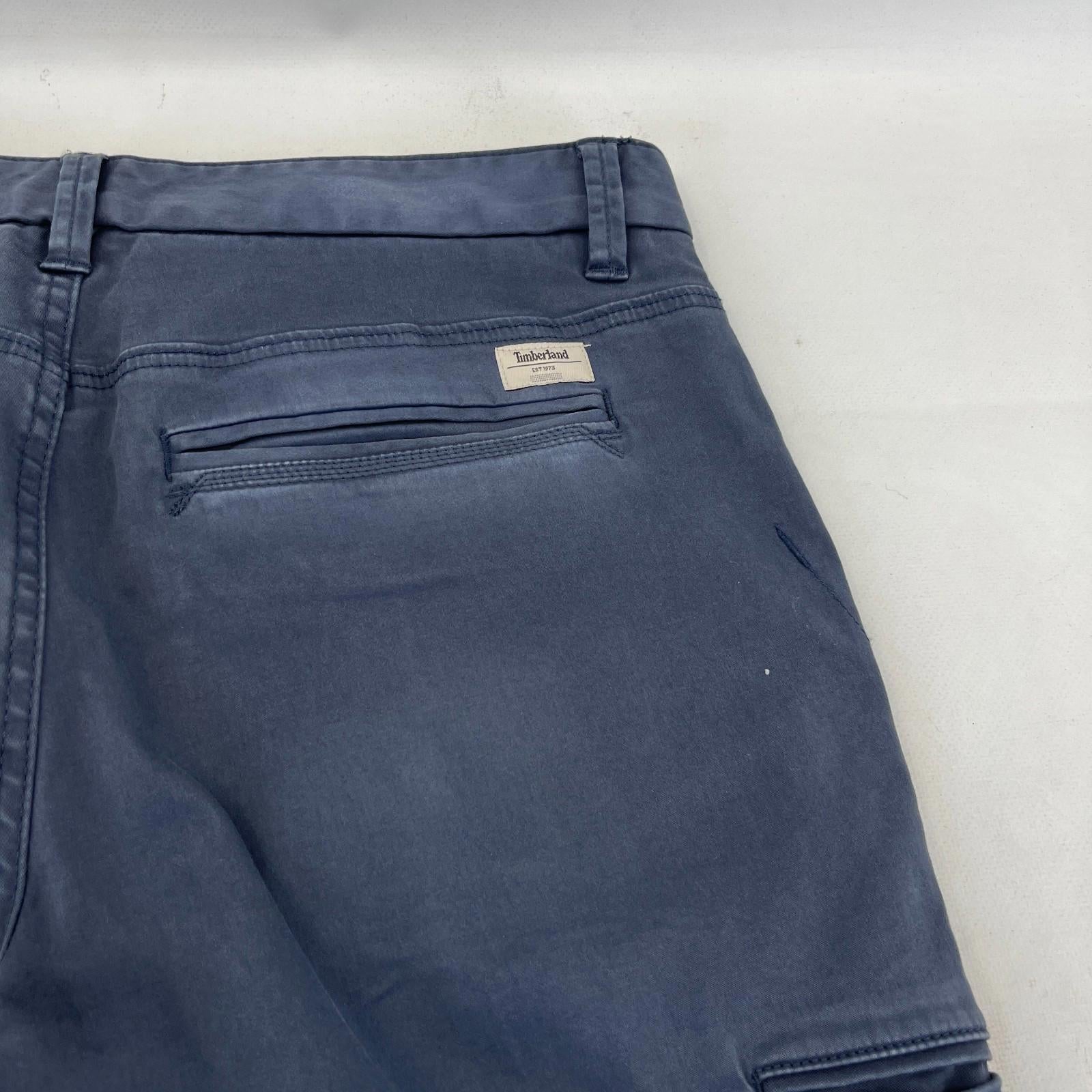 Timberland Men Blue Slim Tapered Chino Trousers Pants Zip Fly Cotton W32" L32"