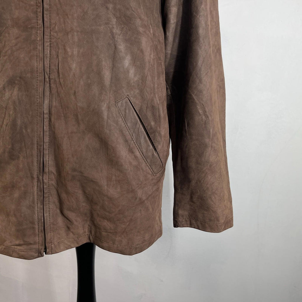 Chevignon Brown Soft Leather Jacket Men's size Large Mid Length