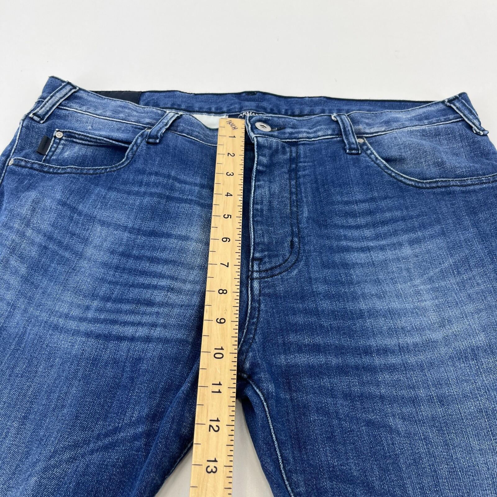 Armani Men's Jeans in Blue Denim W38" L31" Slim Fit Straight Leg
