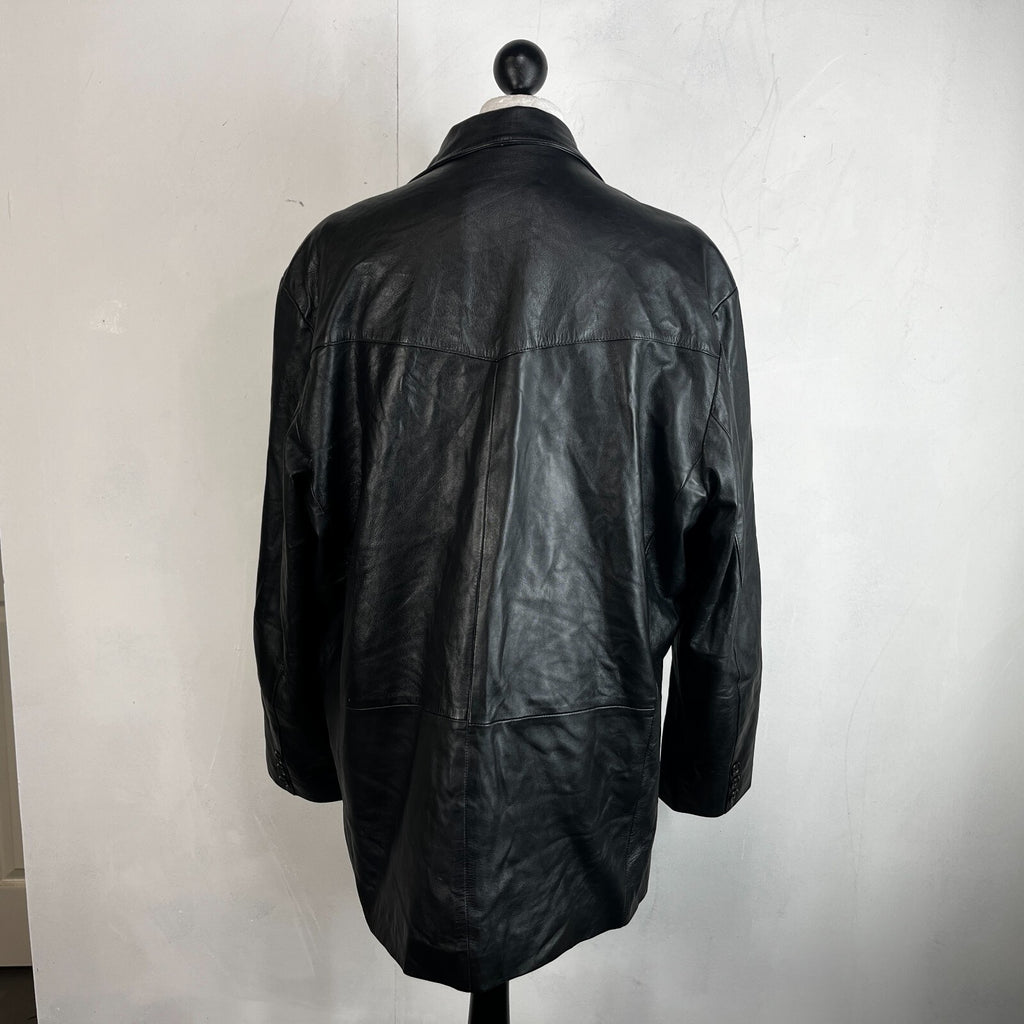 Calculus London Men's Soft Leather Jacket in Black size 2XL