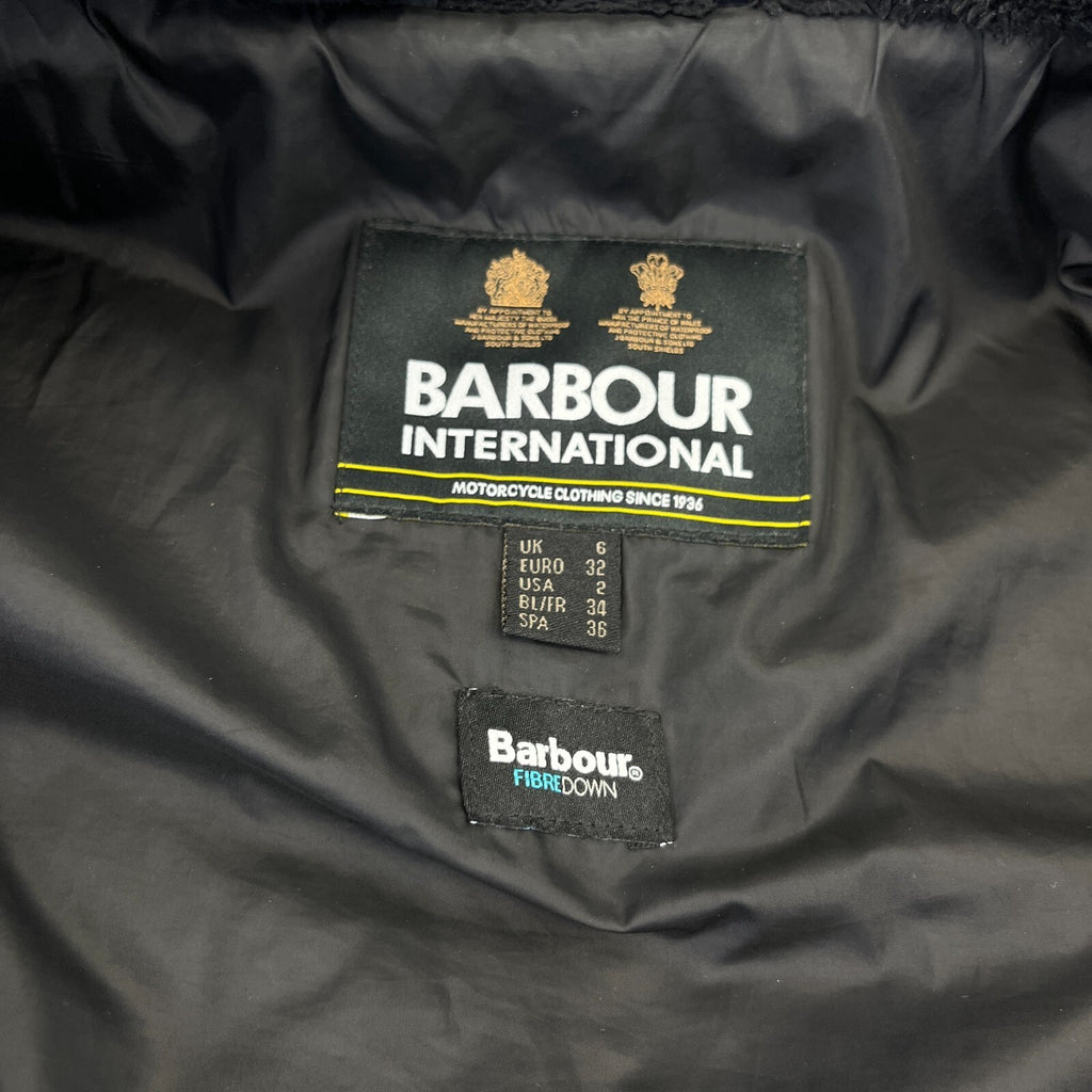 Barbour International Track Line Long Quilted Hooded Coat - Black - UK size 6