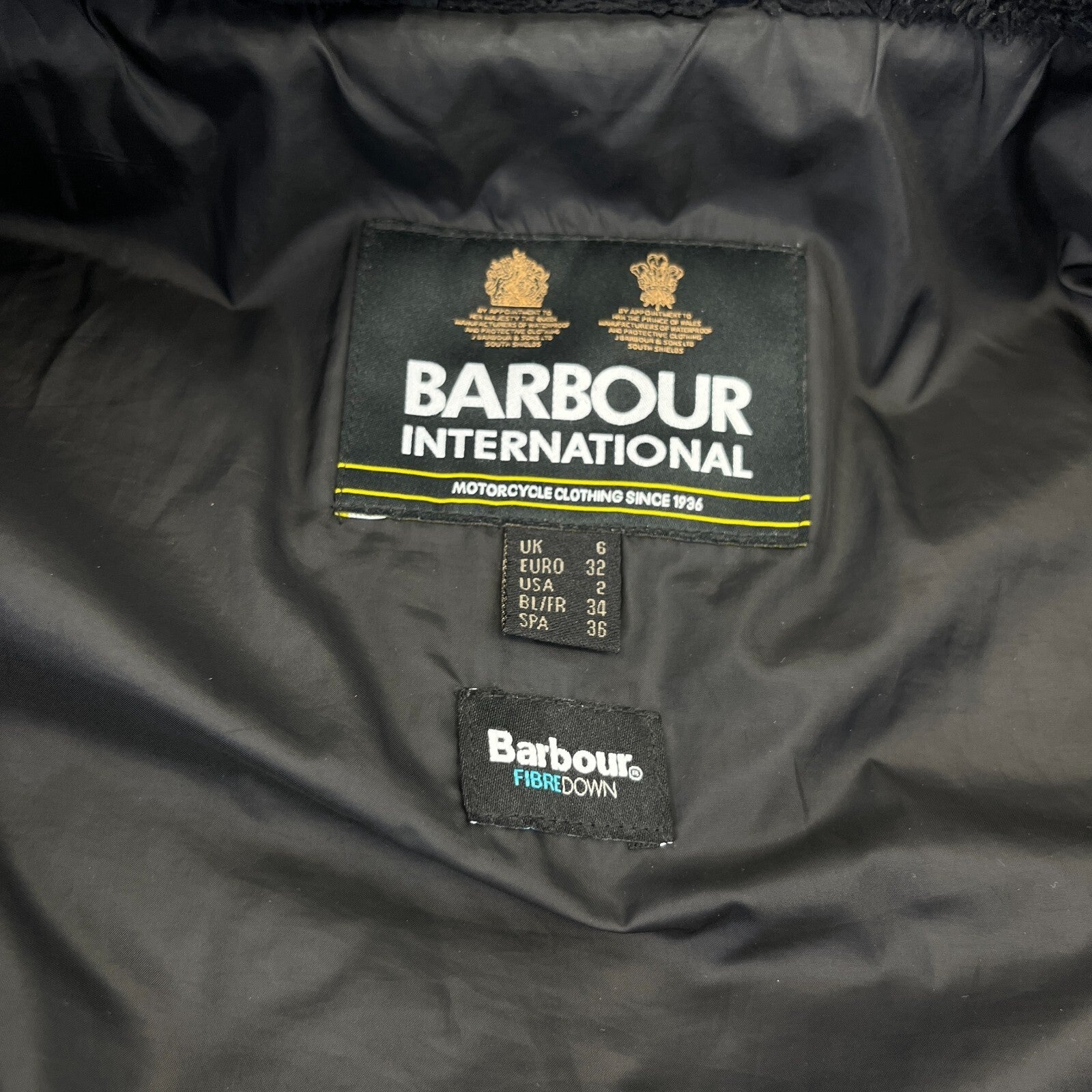 Barbour International Track Line Long Quilted Hooded Coat - Black - UK size 6