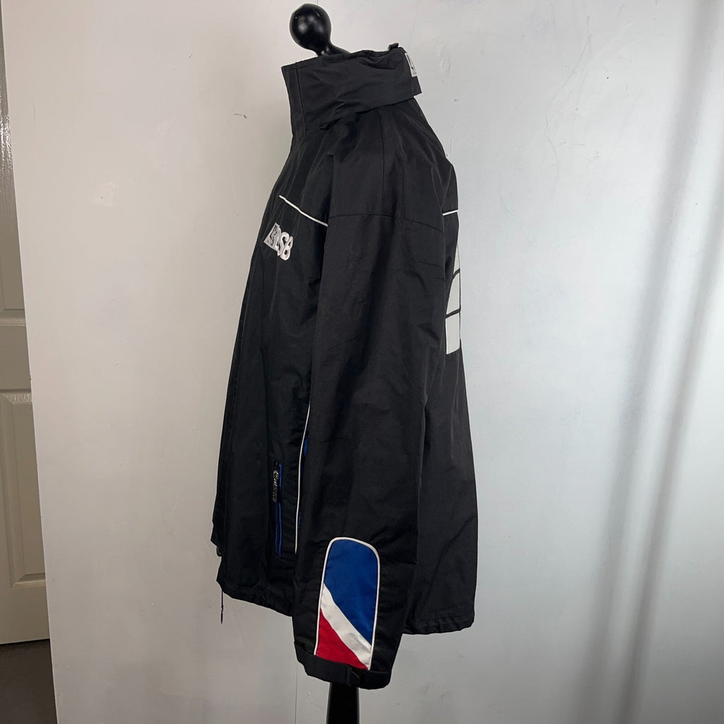 Men's British Superbikes Jacket Black Waterproof Coat with Stow Hood size 2XL