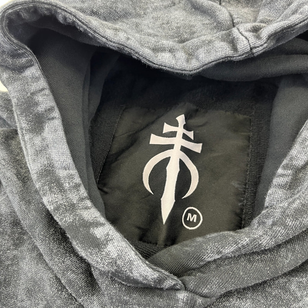 Drop Dead Distressed Look Grey w Zip Sleeves Hoodie UK M 100% Cotton Streetwear