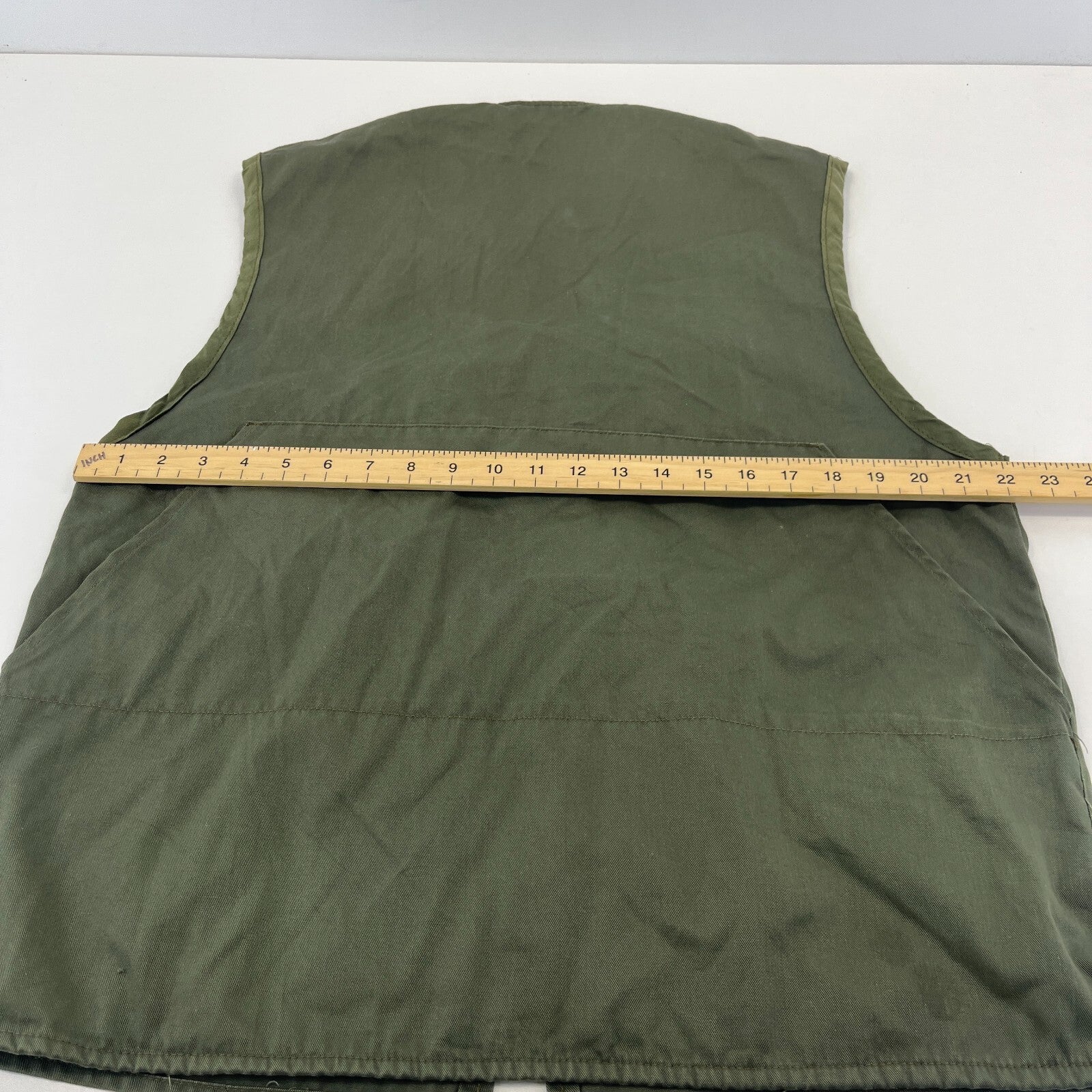 Vintage J Beraha Olive Green Shooting Vest Waistcoat size Large Made in France