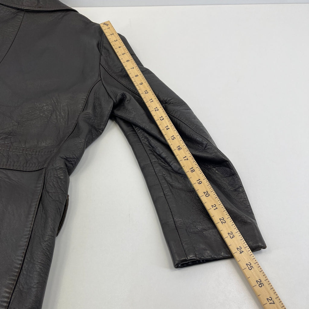 Vintage Made in London Dark Brown Leather Jacket Mid Length Retro size Medium