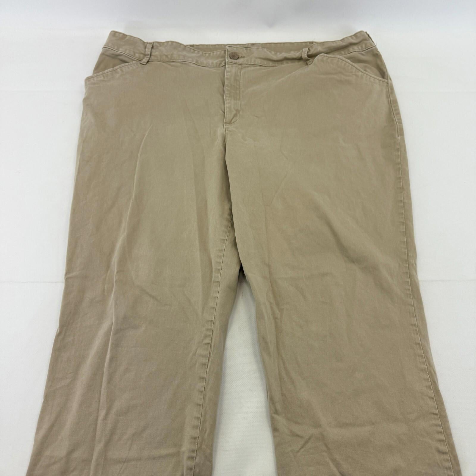LEE Chino Trousers Cotton Blend Beige Relaxed Straight Leg Mid Rise size 22