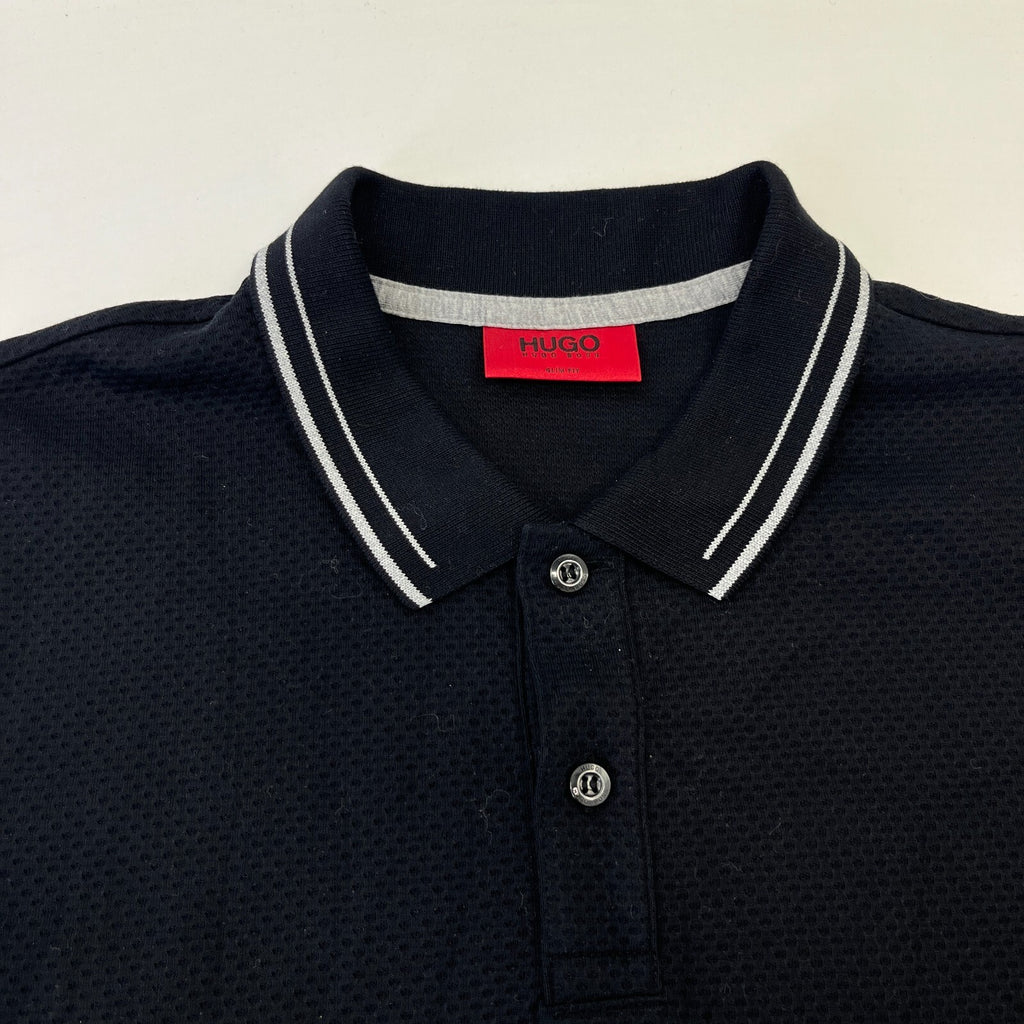 Hugo Boss Men's Heavyweight Cotton Polo Shirt in Black size Medium