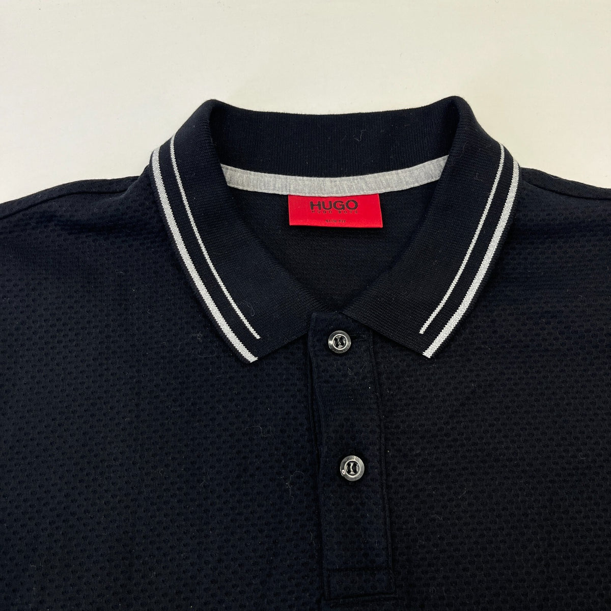 Hugo Boss Men's Heavyweight Cotton Polo Shirt in Black size Medium