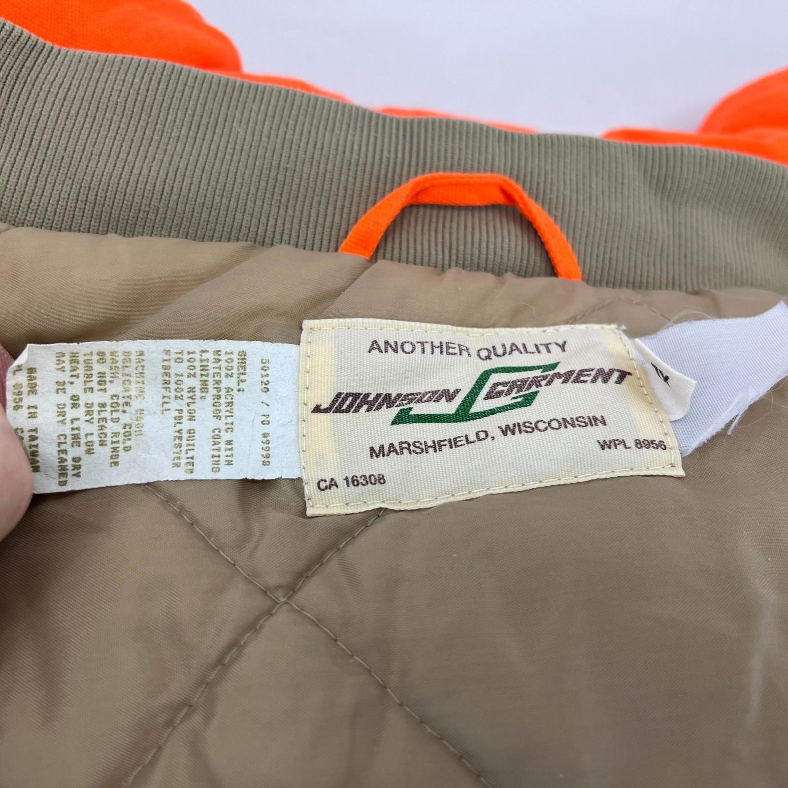 Johnson USA Thermal Quilted Chore Jacket Bright Orange US size XL