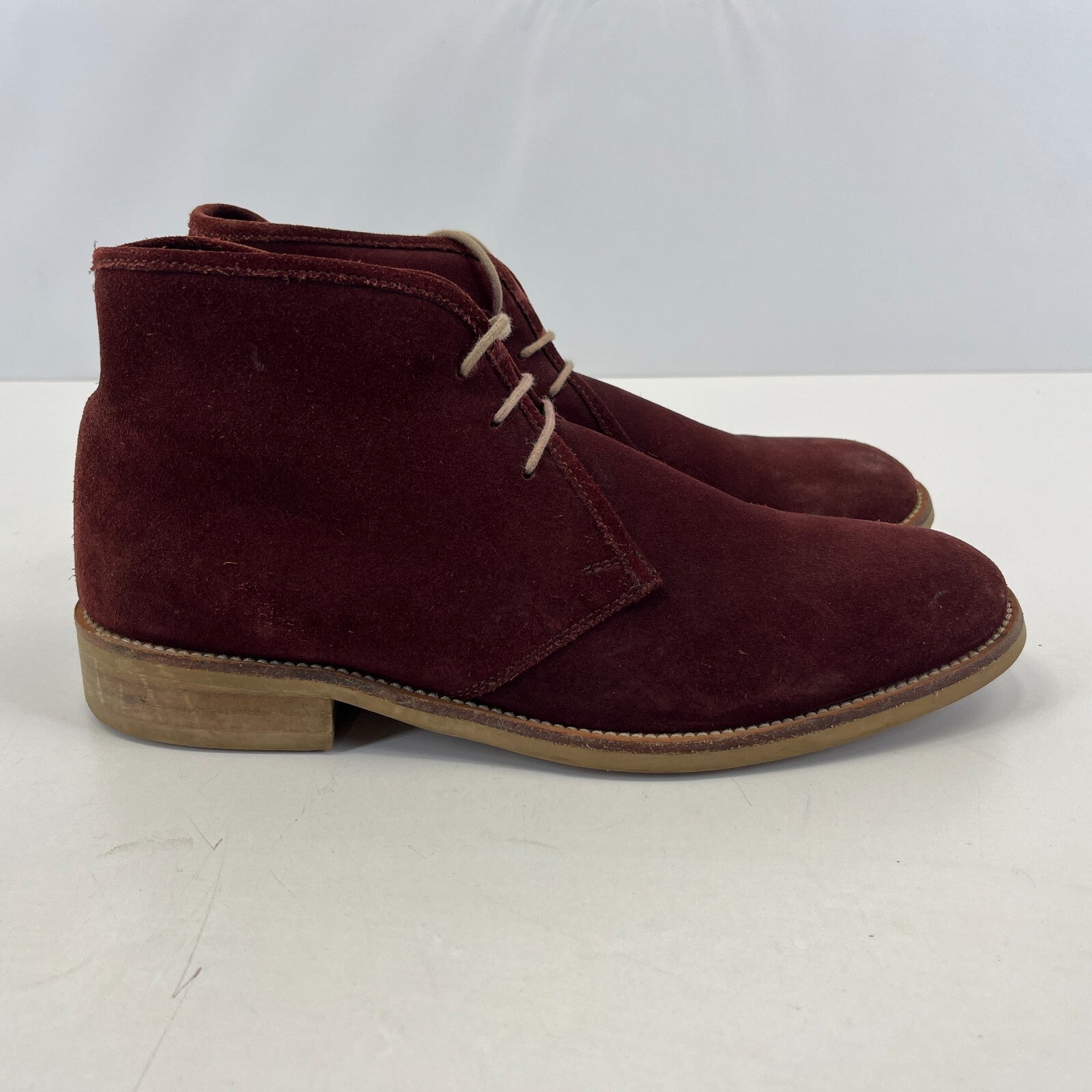Samuel Windsor Burgundy Suede  Ankle Boots UK 9 Handmade Red Maroon Chelsea