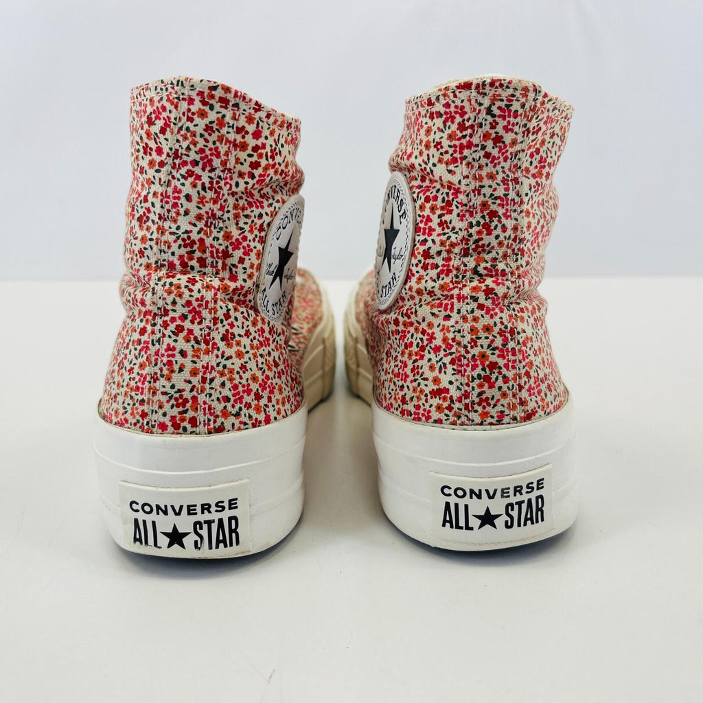 Converse All Star Chuck Taylor Hi-Top Red/White Floral Womens Trainers UK 5