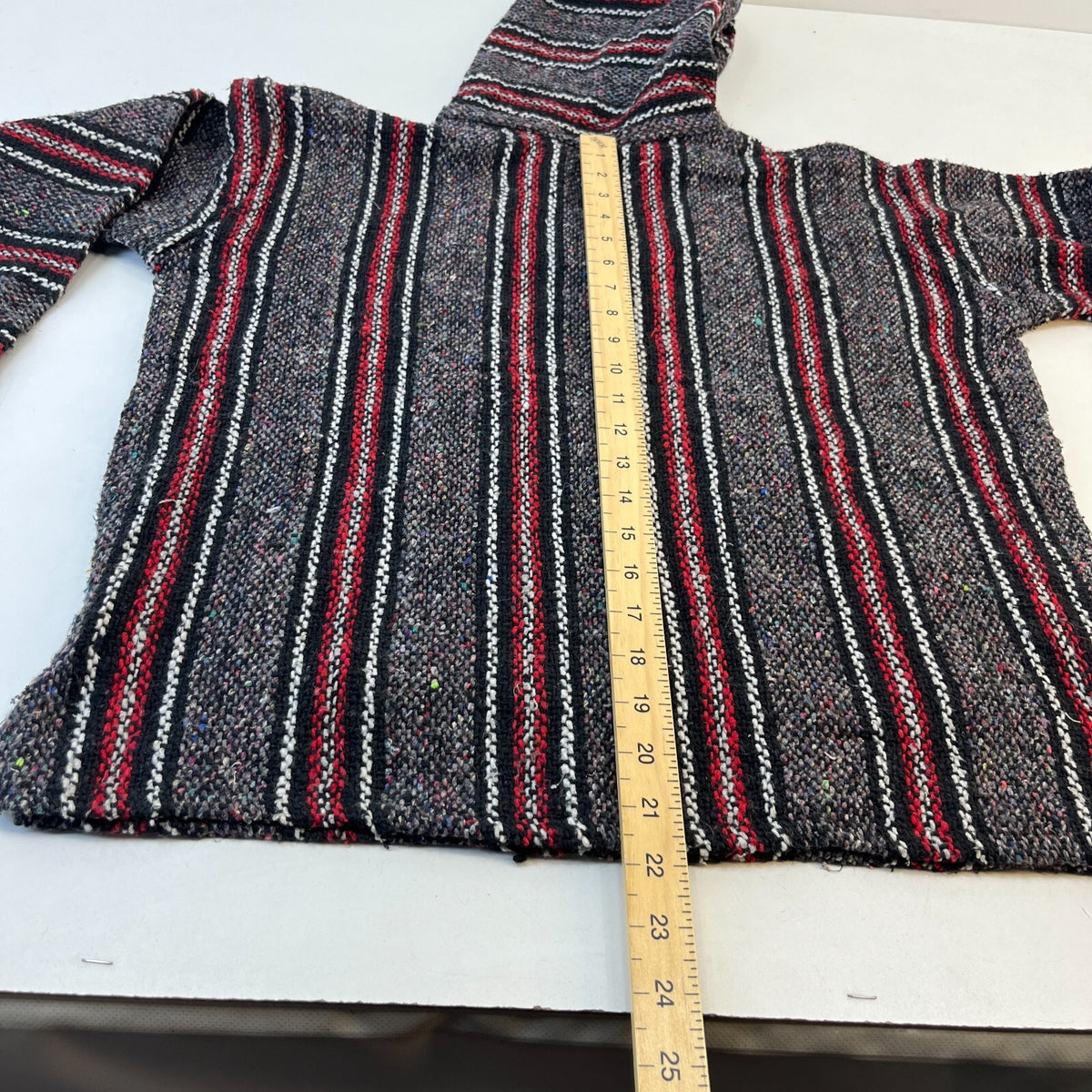 Lienfuegos Genuine Mexican Baja Hoodie Pullover Hippie Festival Black/Red UK M