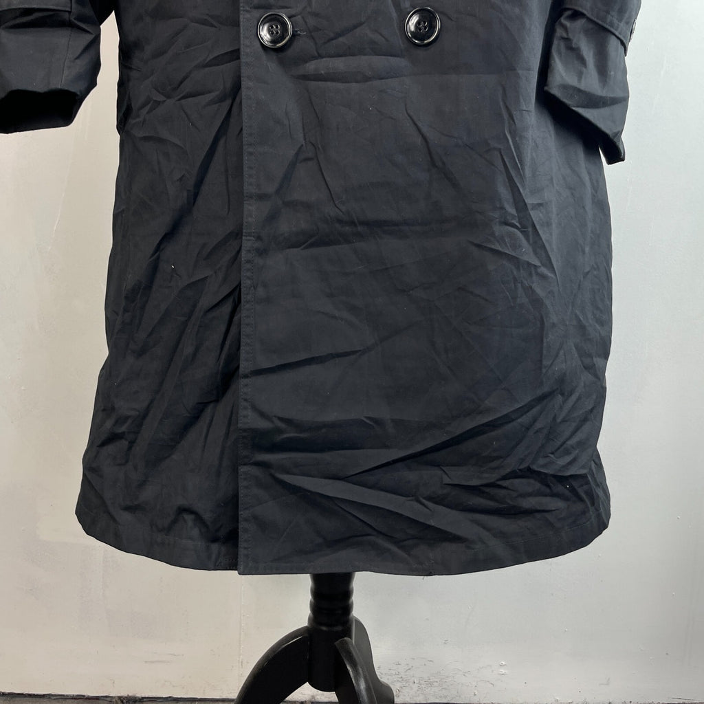 Vintage US Army Military Long Trench Coat Raincoat in Black size 42R