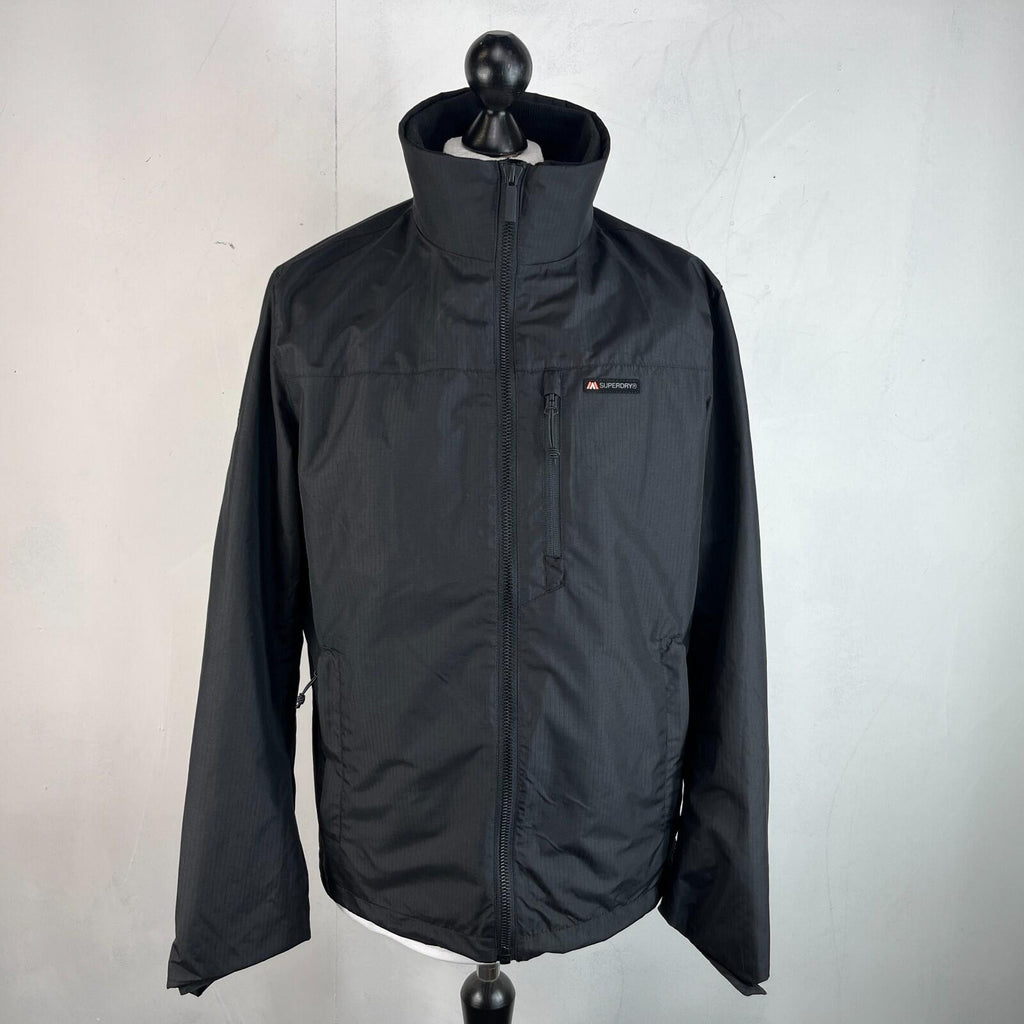 Superdry Men's Softshell Windbreaker Jacket in Black Ripstop UK size M