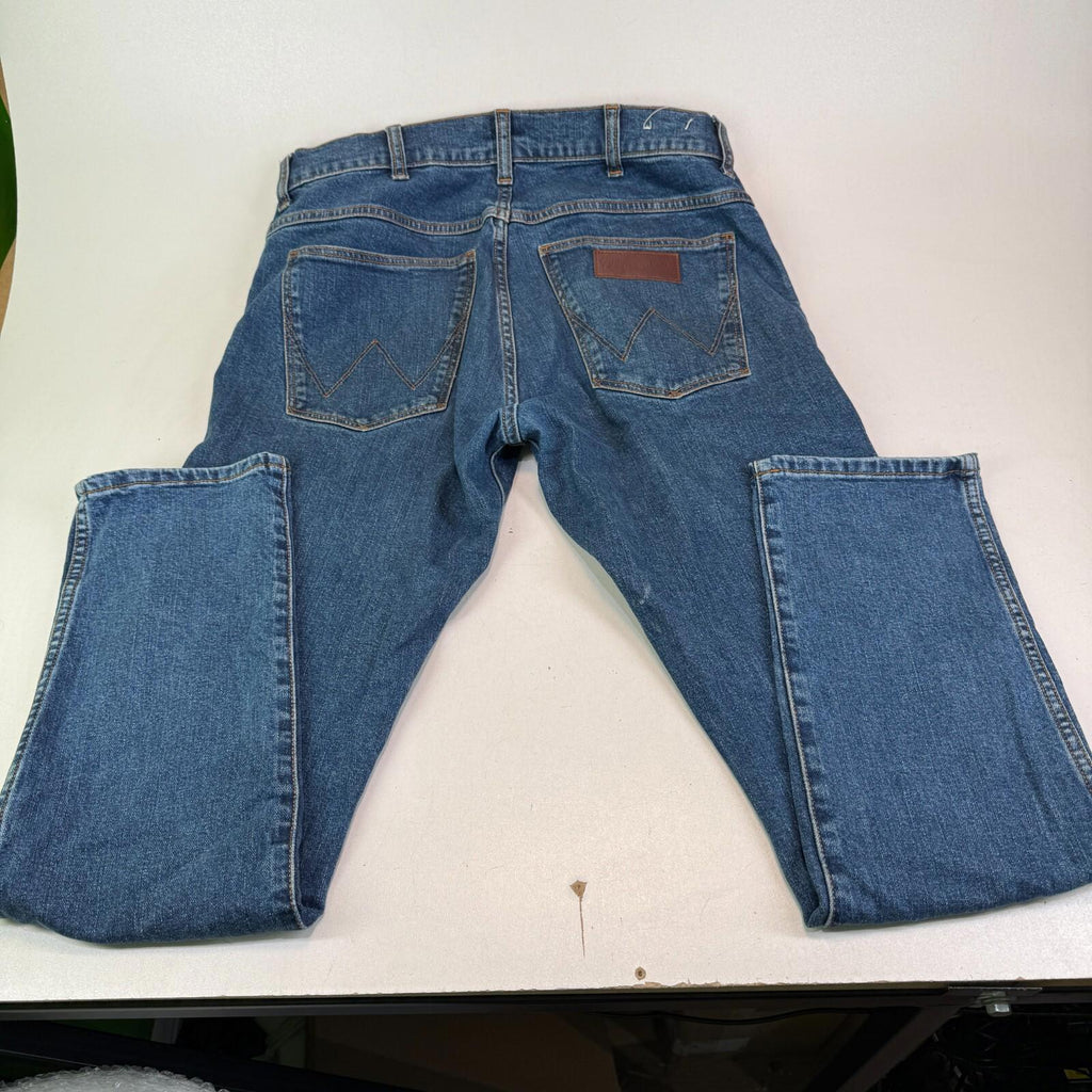 Wrangler Larston Mens Jeans Slim Tapered Skinny Stretch Mid Blue Denim W30" L32"