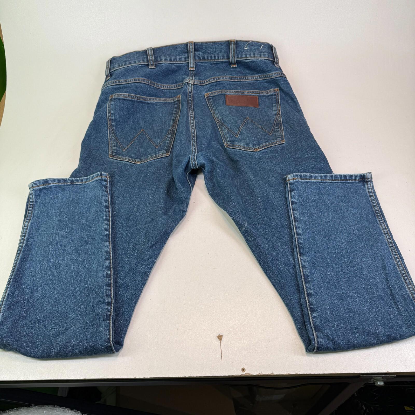 Wrangler Larston Mens Jeans Slim Tapered Skinny Stretch Mid Blue Denim W30" L32"