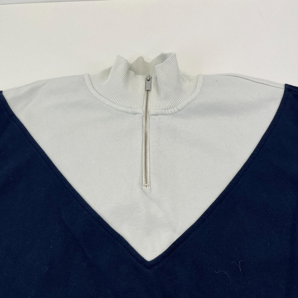 Sweaty Betty Revive Cropped Half Zip Sweatshirt Navy Blue & White size S/M
