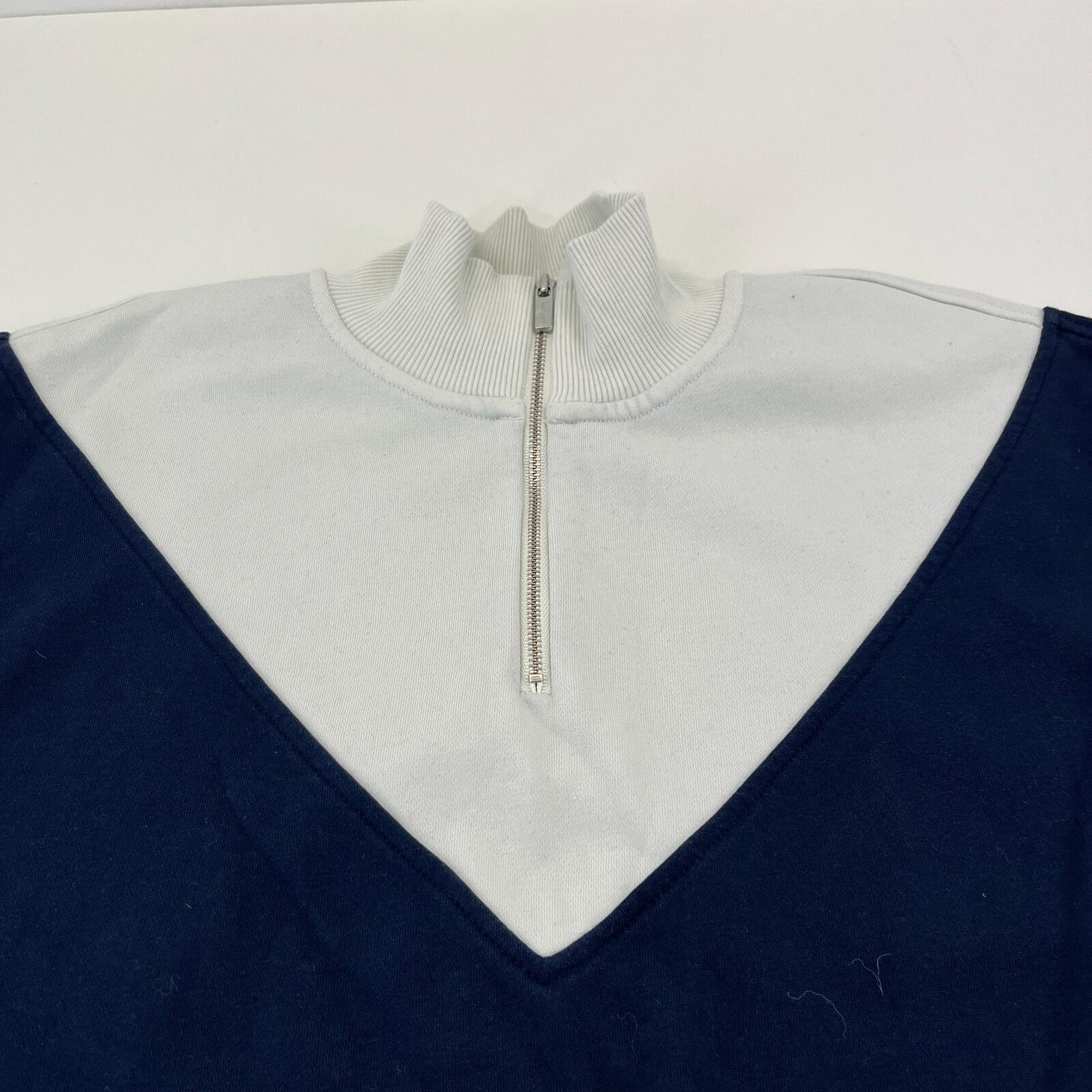 Sweaty Betty Revive Cropped Half Zip Sweatshirt Navy Blue & White size S/M