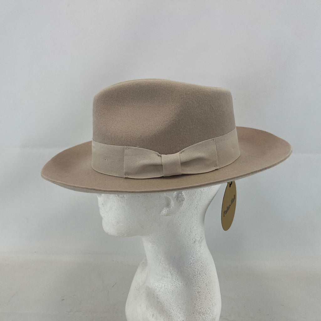 Palms Halt 100% Wool Handmade Textured Fedora Hat in Beige size M 56