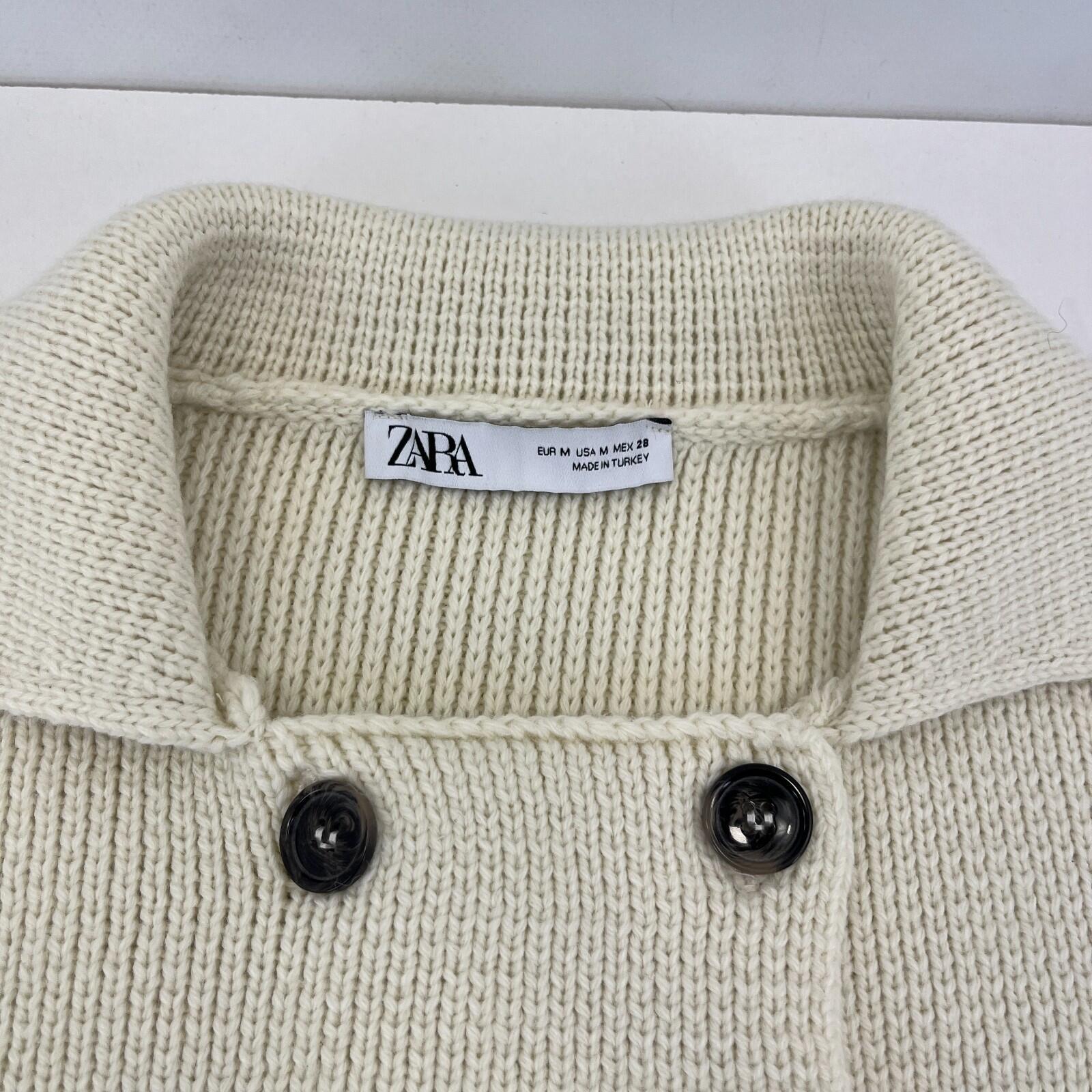 Zara Double Breasted Cardigan in Ivory White size Medium