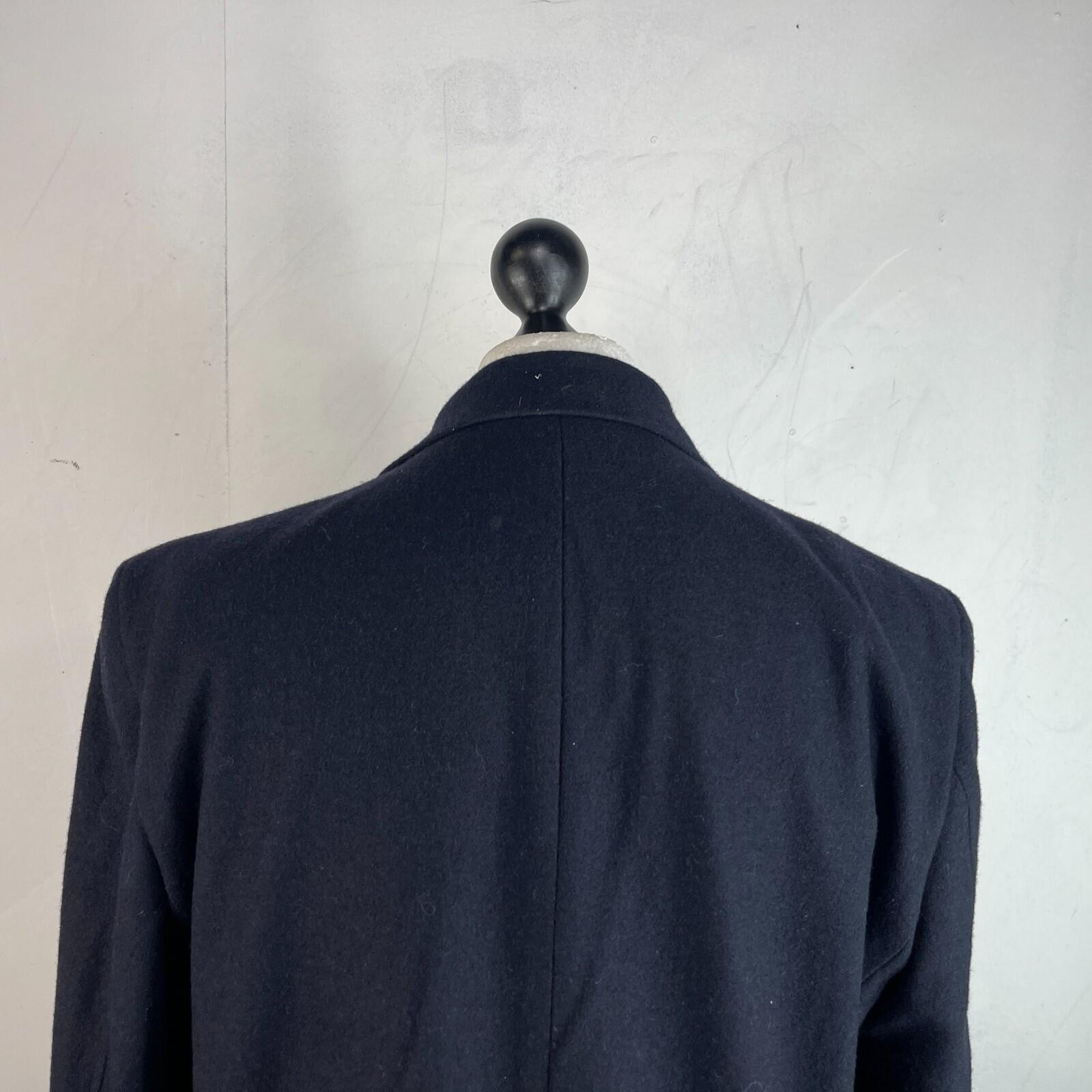 Harry Brown Men's Black Wool Blend Mid-Length Overcoat size XL Slim Fit