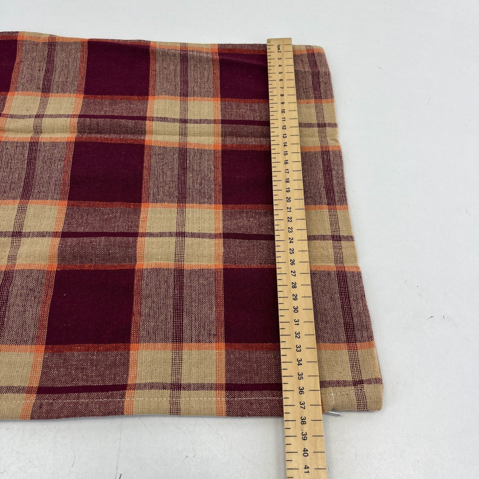 2x RSW 100% Cotton Cushion Pillow Covers Red/Beige/Burgundy Tartan 38cm x 38cm