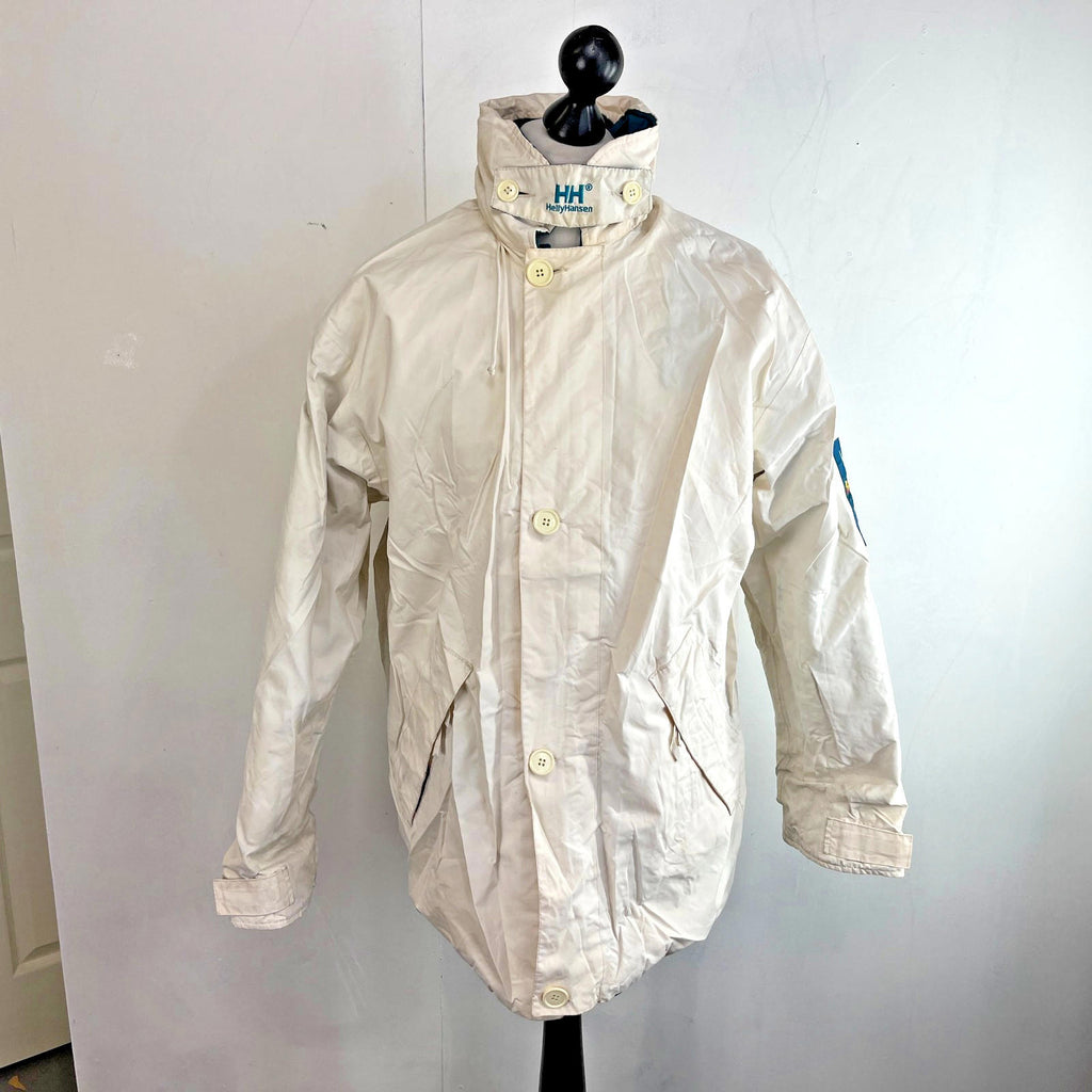 Helly Hansen Mens Vintage Reversible Sailing Jacket size M Teal Green & White