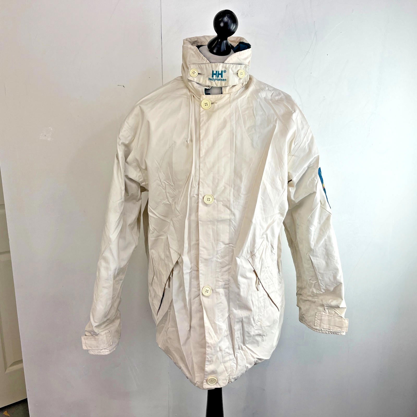 Helly Hansen Mens Vintage Reversible Sailing Jacket size M Teal Green & White