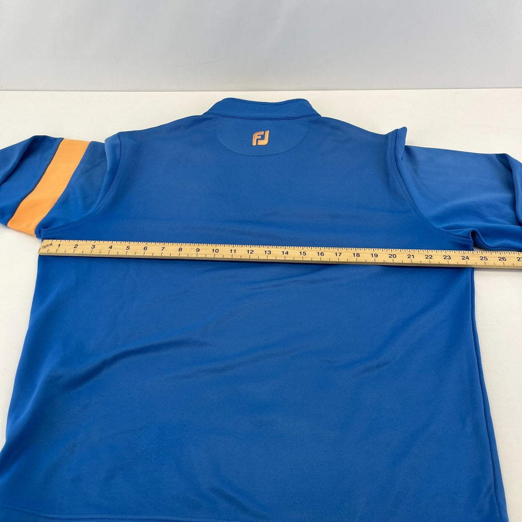 FootJoy Jumper Blue Yellow 1/4 Zip Golf Pullover Athletic Fit Midlayer Men's L