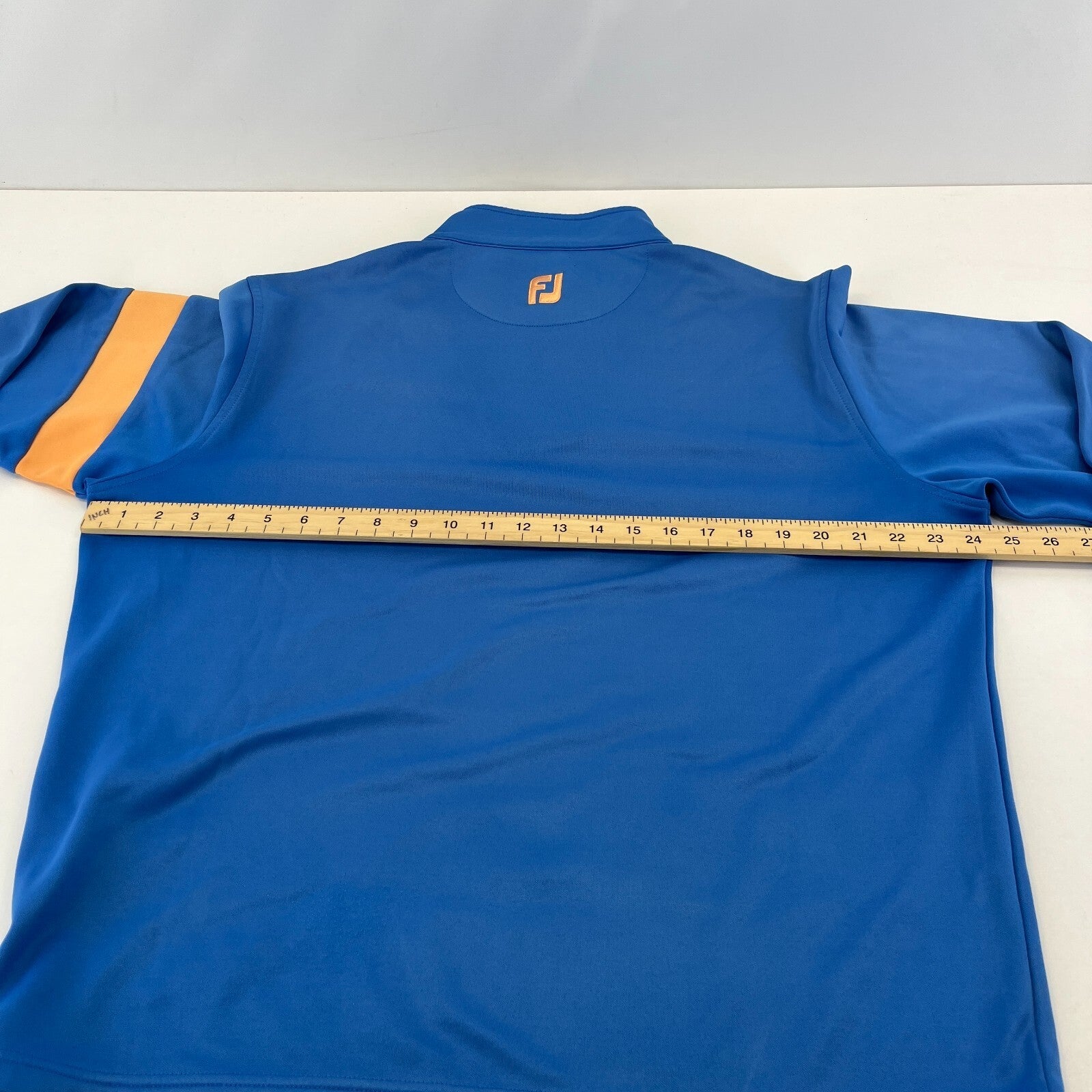 FootJoy Jumper Blue Yellow 1/4 Zip Golf Pullover Athletic Fit Midlayer Men's L