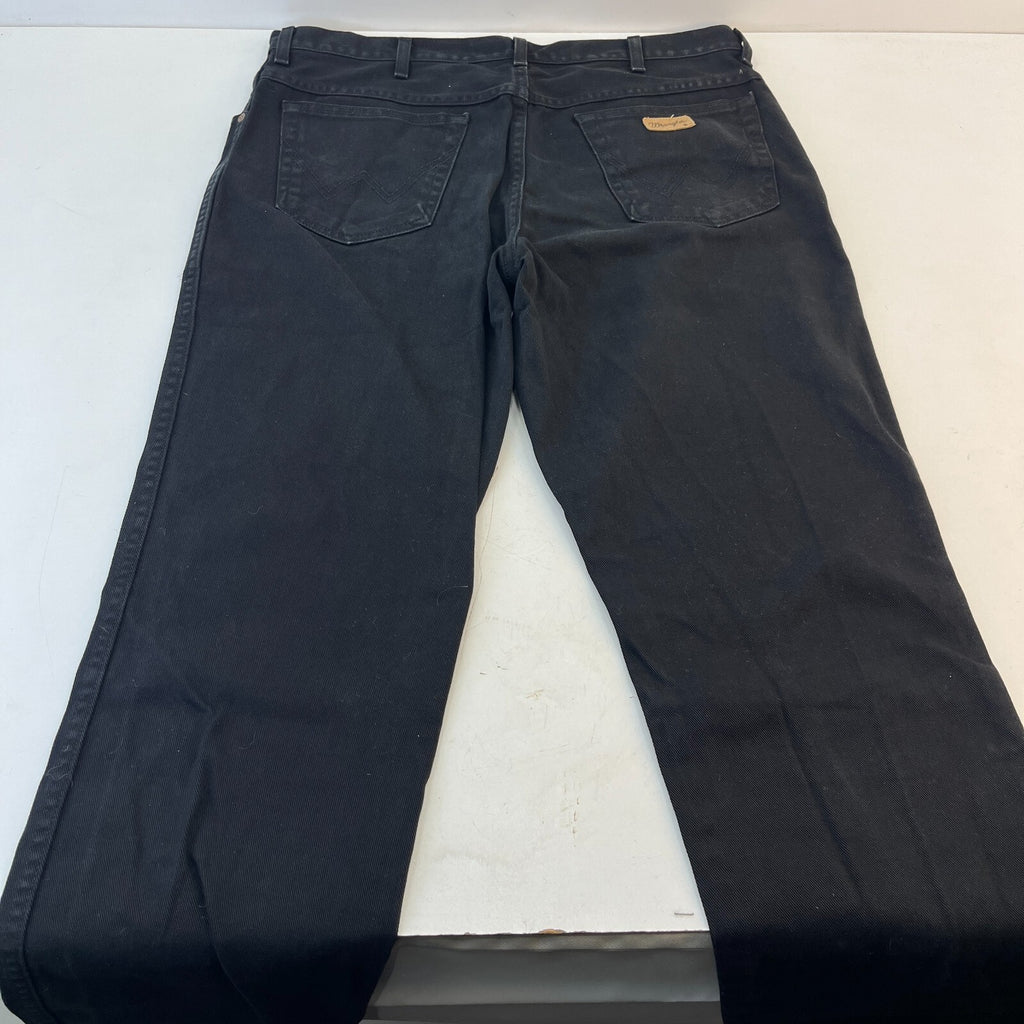 Wrangler Texas Black Denim Jeans Mens W38" L34" Straight Leg 100% Cotton - VGC