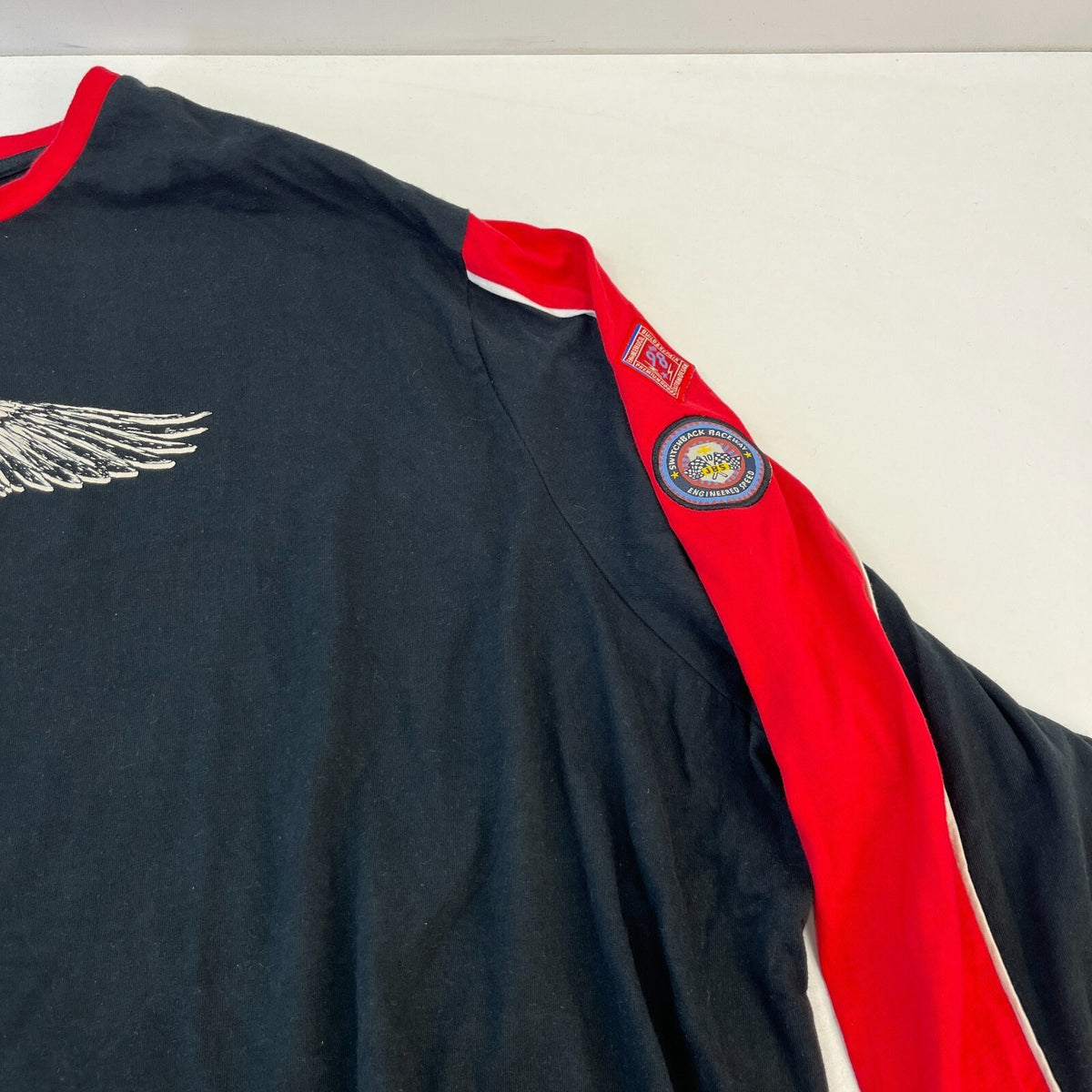 Joe Browns Biker T-shirt Mens Black/Red size 6XL Crew Neck Long Sleeve Cotton
