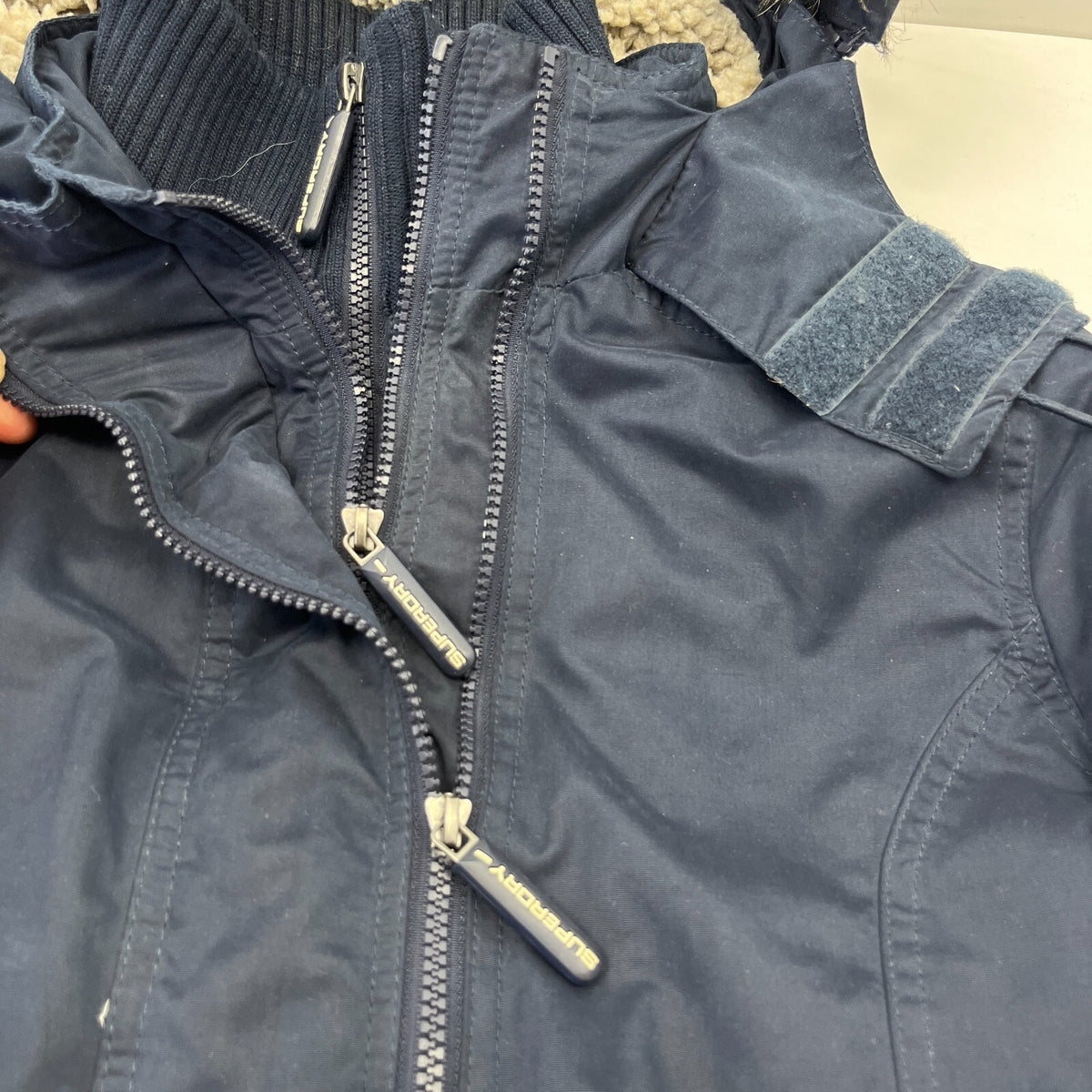 Superdry The Windcheater Sherpa Fleece Lined Jacket Black Windproof size M