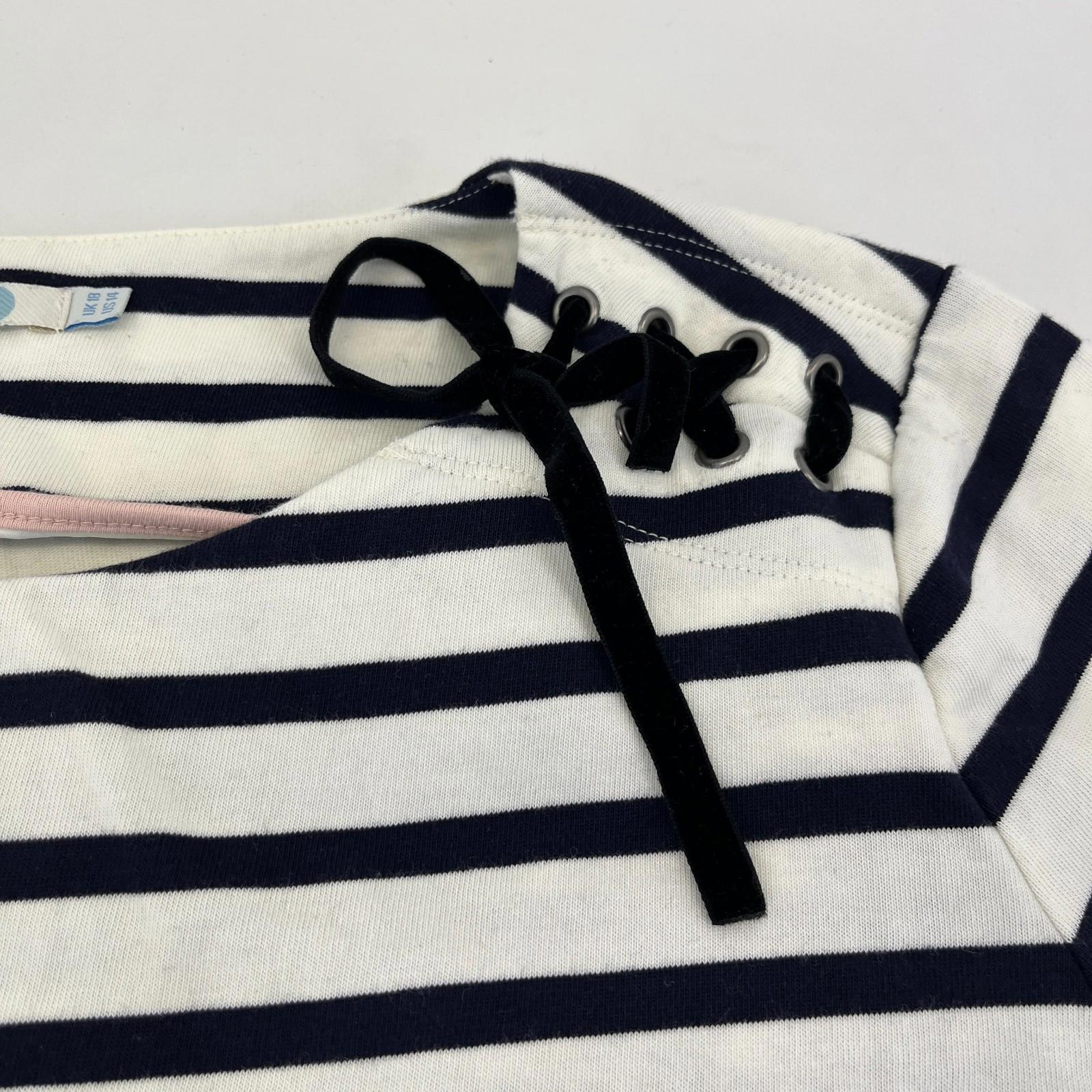 Boden Striped 100% Cotton Top 3/4 Sleeve Navy Blue & White size 18