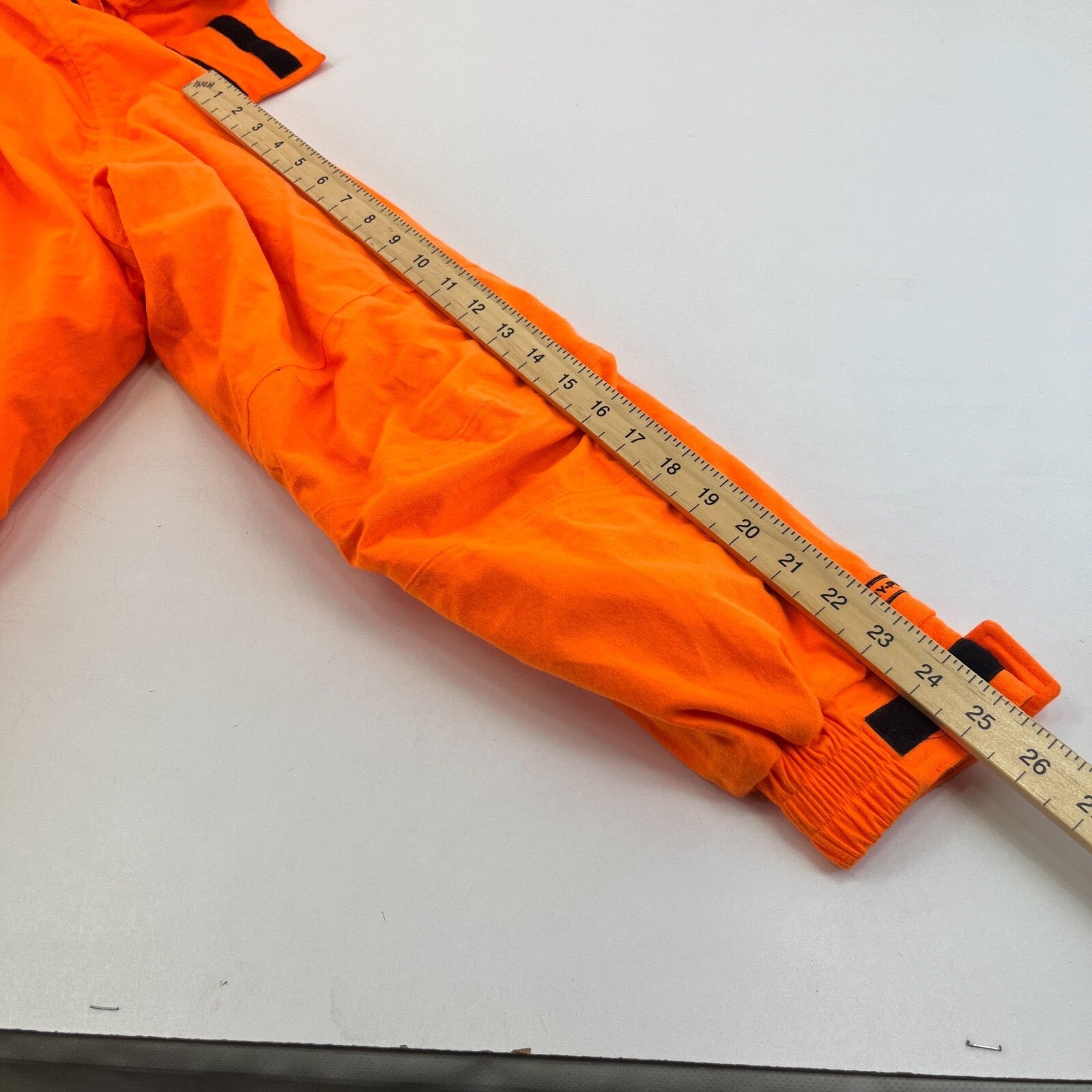 Cabelas Fluorescent Orange Softshell Chore Coat Warm Jacket with Hood size Large