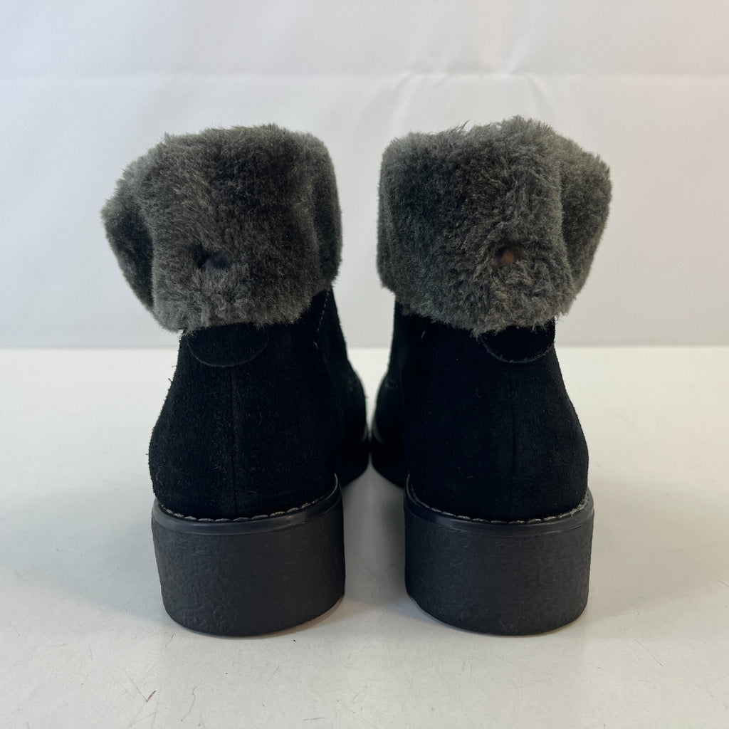 M&S Footglove Wide Fit Suede Leather Ankle Boots w/ Fur Collar UK 4.5 RRP £65.00
