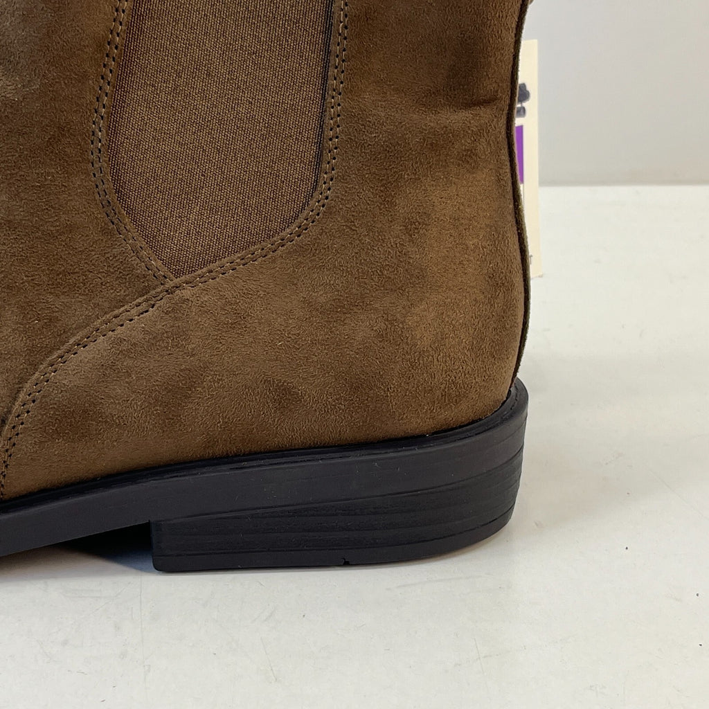 M&S Women’s Vegan Faux Suede Round Toe Ankle Boots with Block Heel Brown UK 9