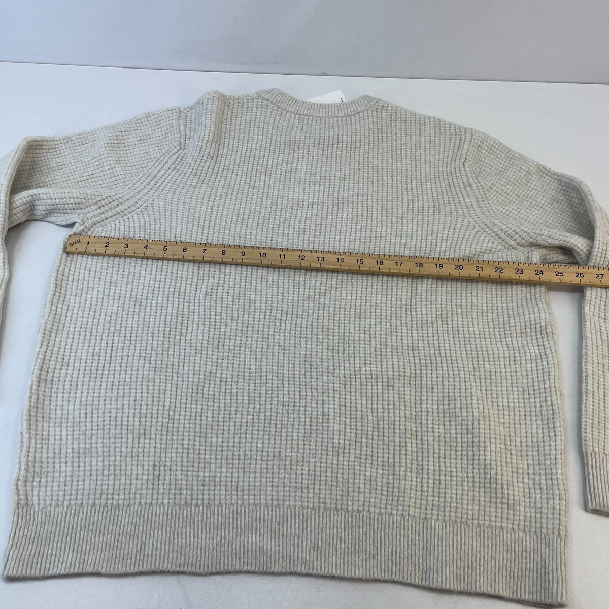 M&S Men's Wool Blend Waffle Knit Soft Crew Neck Jumper Off White Ecru XL New