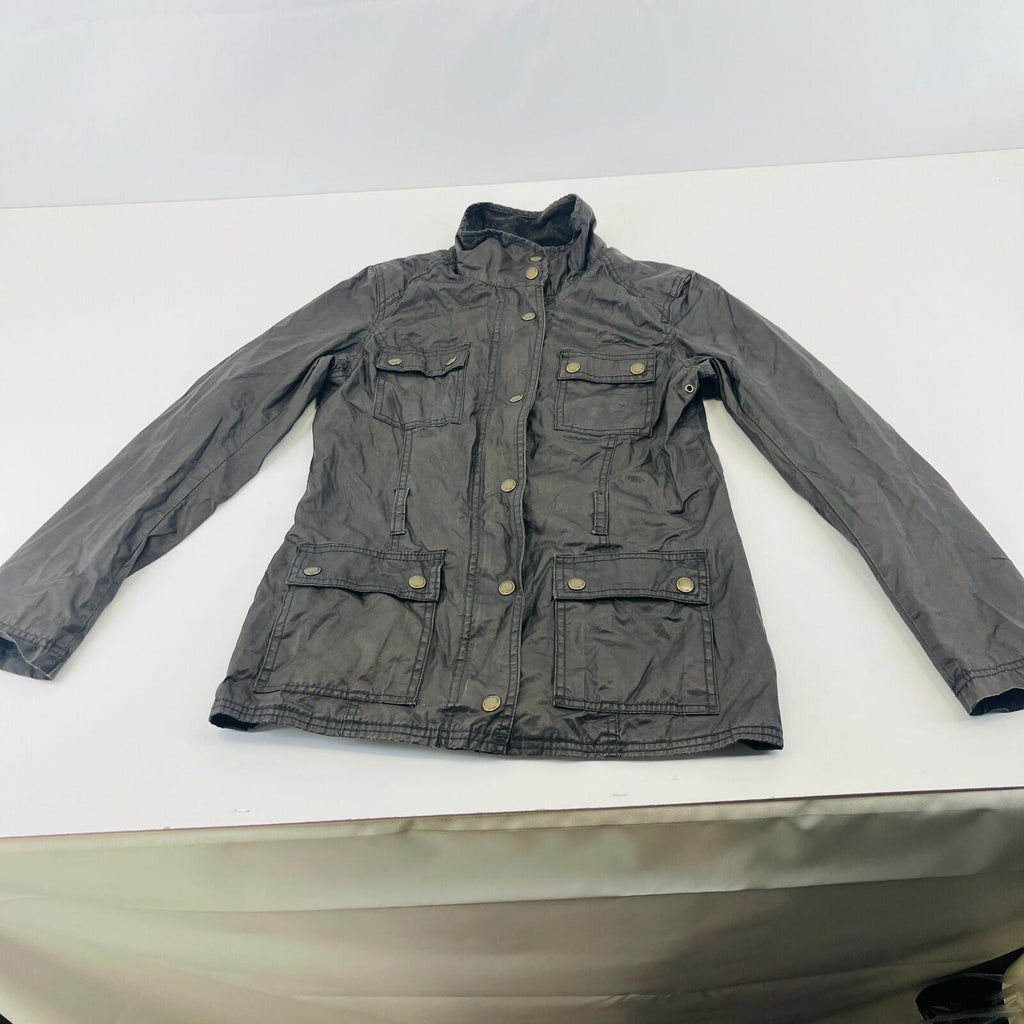 H&M Women's Wax Jacket in Black with Cord Collar size 6