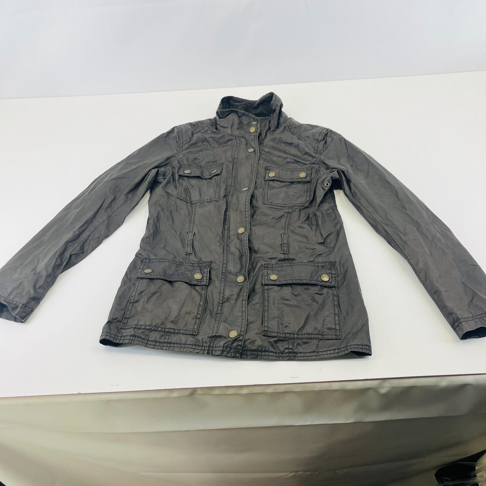H&M Women's Wax Jacket in Black with Cord Collar size 6