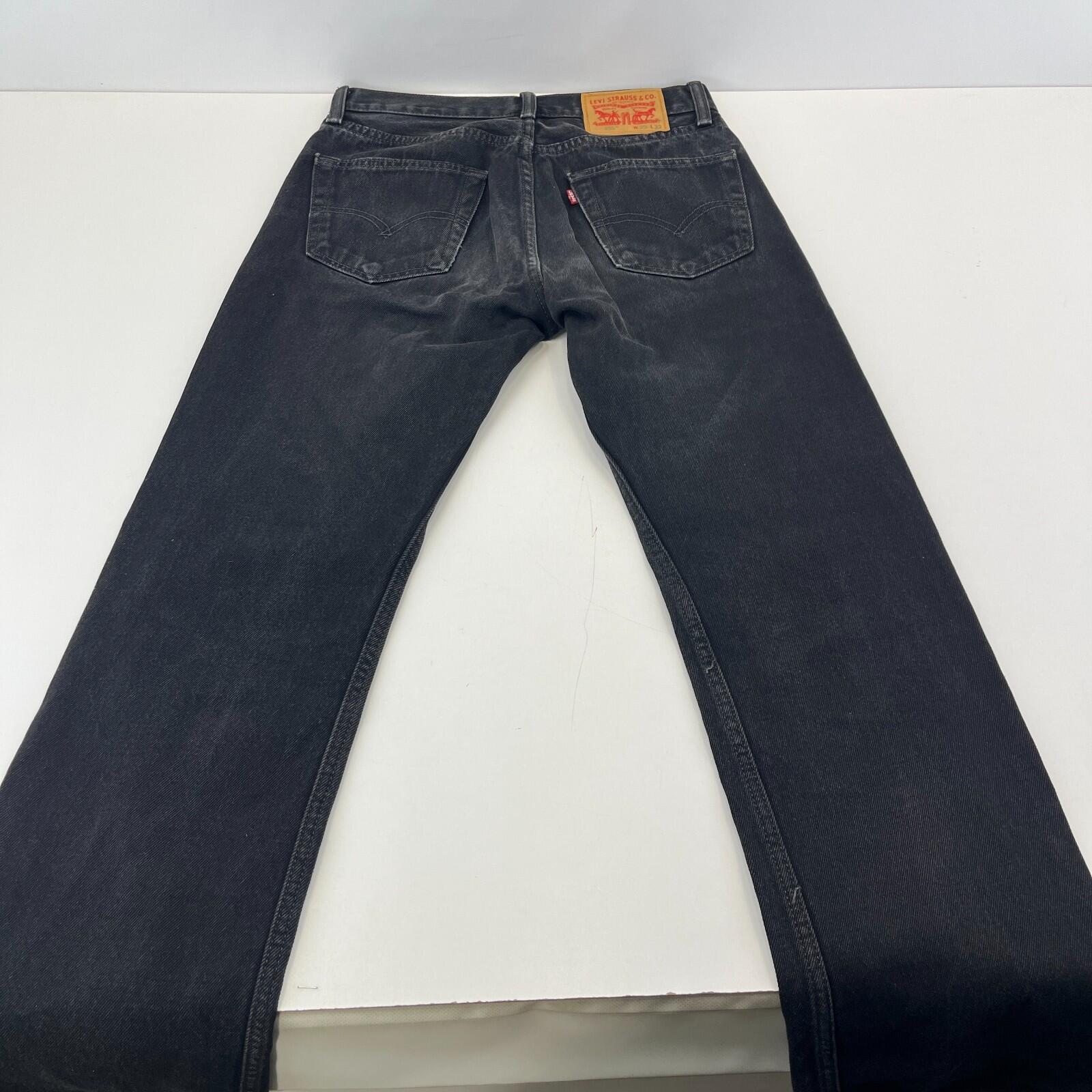 Women's Levi's 505 Regular Fit Jeans W29" L30" Black Denim Straight Leg