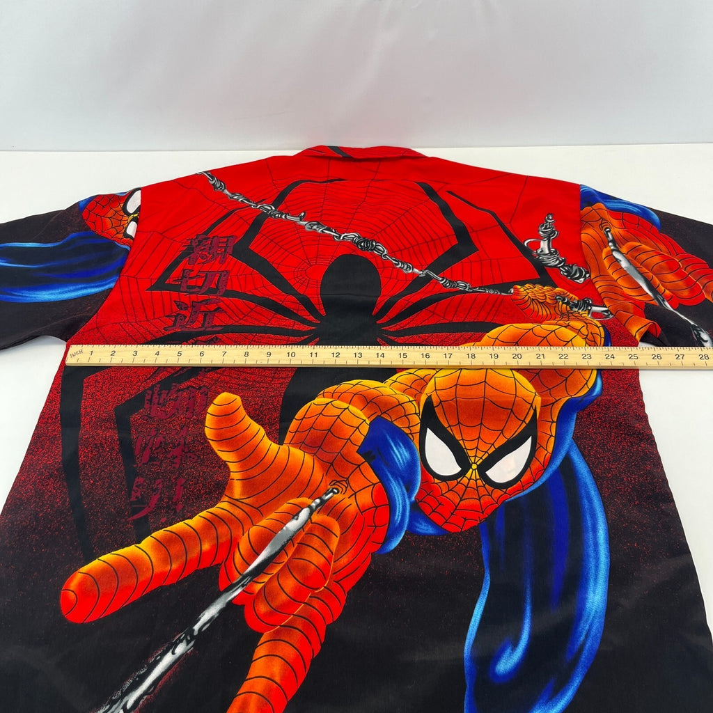 Vintage Spider-Man Shirt Mens size XL Red All Over Print Marvel Movies Y2K