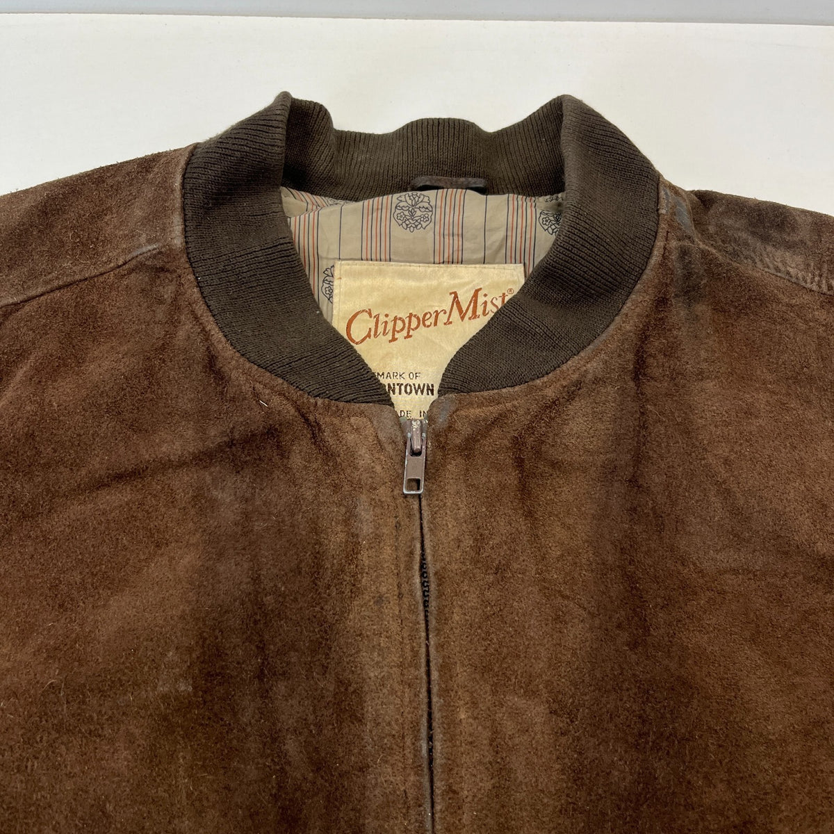 Clipper Mist Men's Dark Brown Suede Leather Bomber Jacket UK size Medium