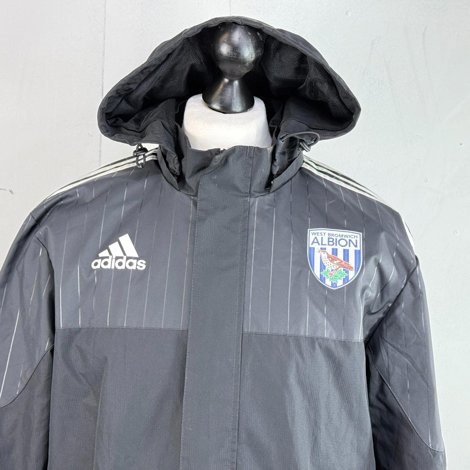 Adidas West Bromwich Albion WBA Jacket size M Black Hooded Training Windbreaker