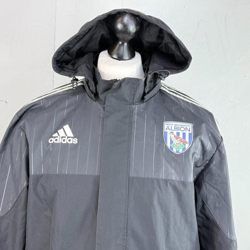 Adidas West Bromwich Albion WBA Jacket size M Black Hooded Training Windbreaker