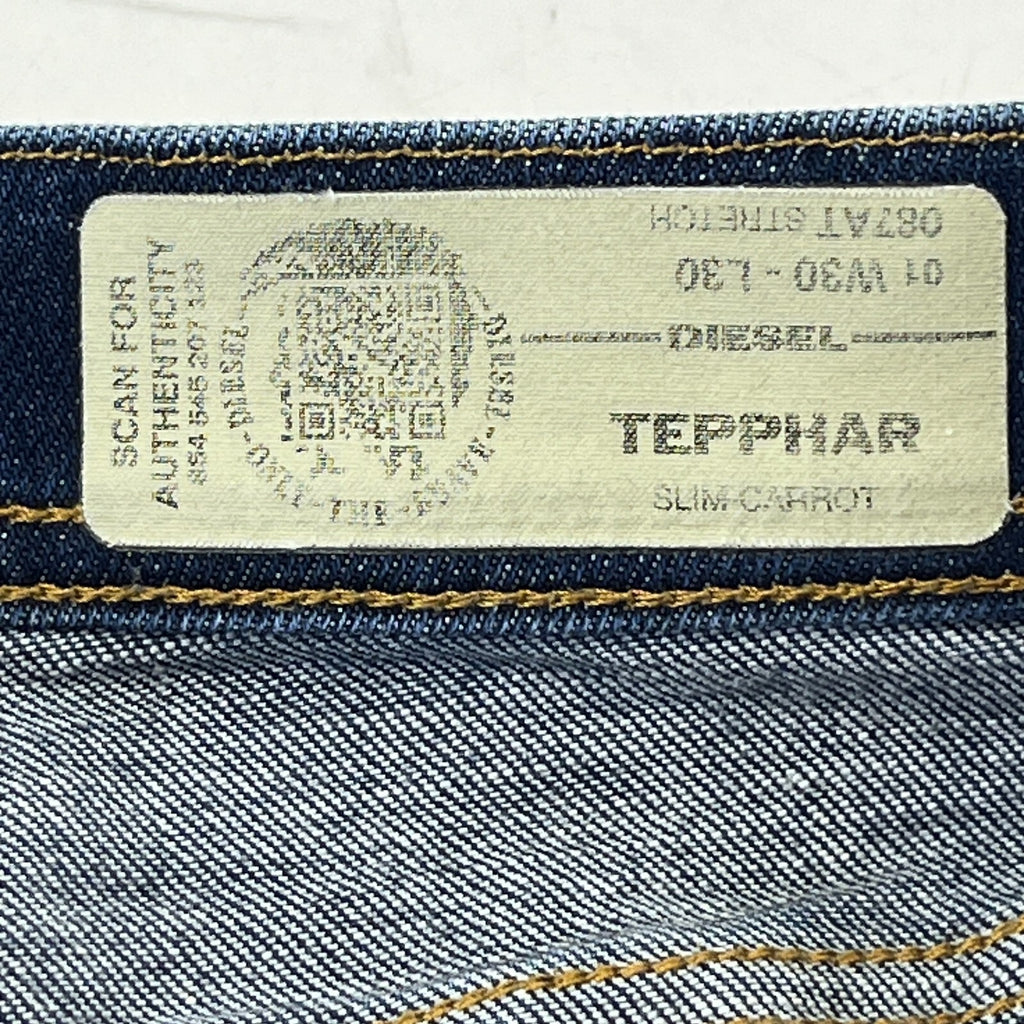 Diesel Tepphar Distressed Stretch Slim Carrot Jeans Men’s W30 L30 Denim Blue