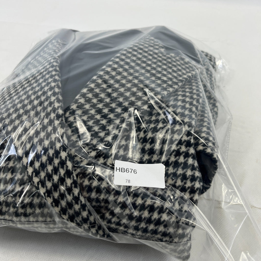 Vtg Kashmoor of London Wool Blend Long Overcoat UK 16 Black/White Houndstooth