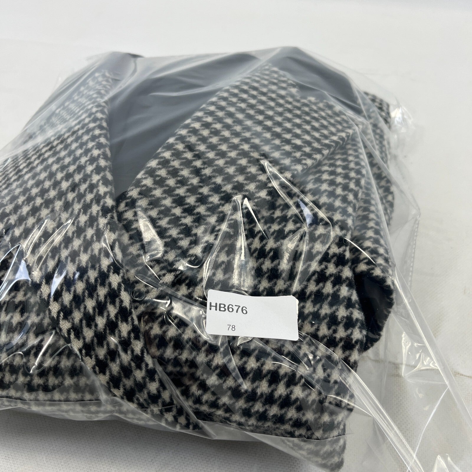Vtg Kashmoor of London Wool Blend Long Overcoat UK 16 Black/White Houndstooth