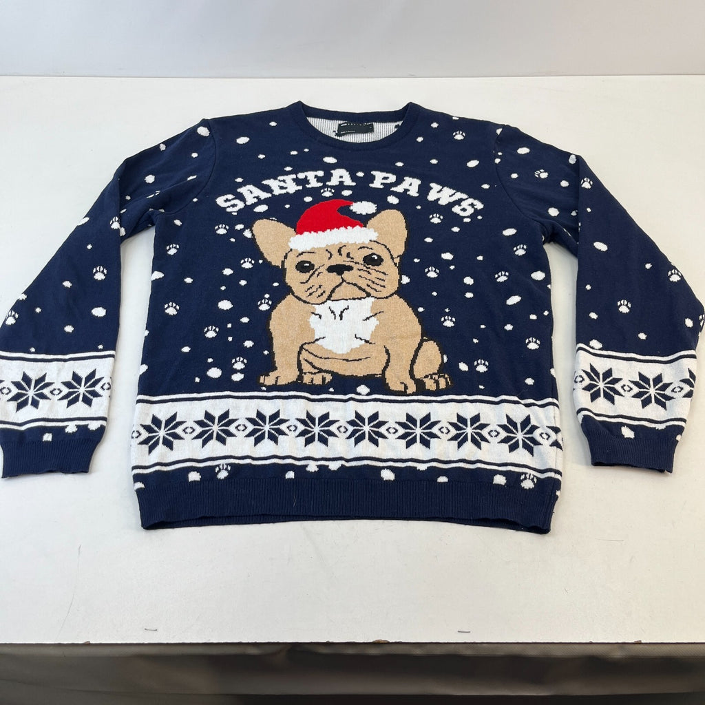 Santa Paws Frenchie Christmas Jumper Unisex French Bulldog Pullover size Large
